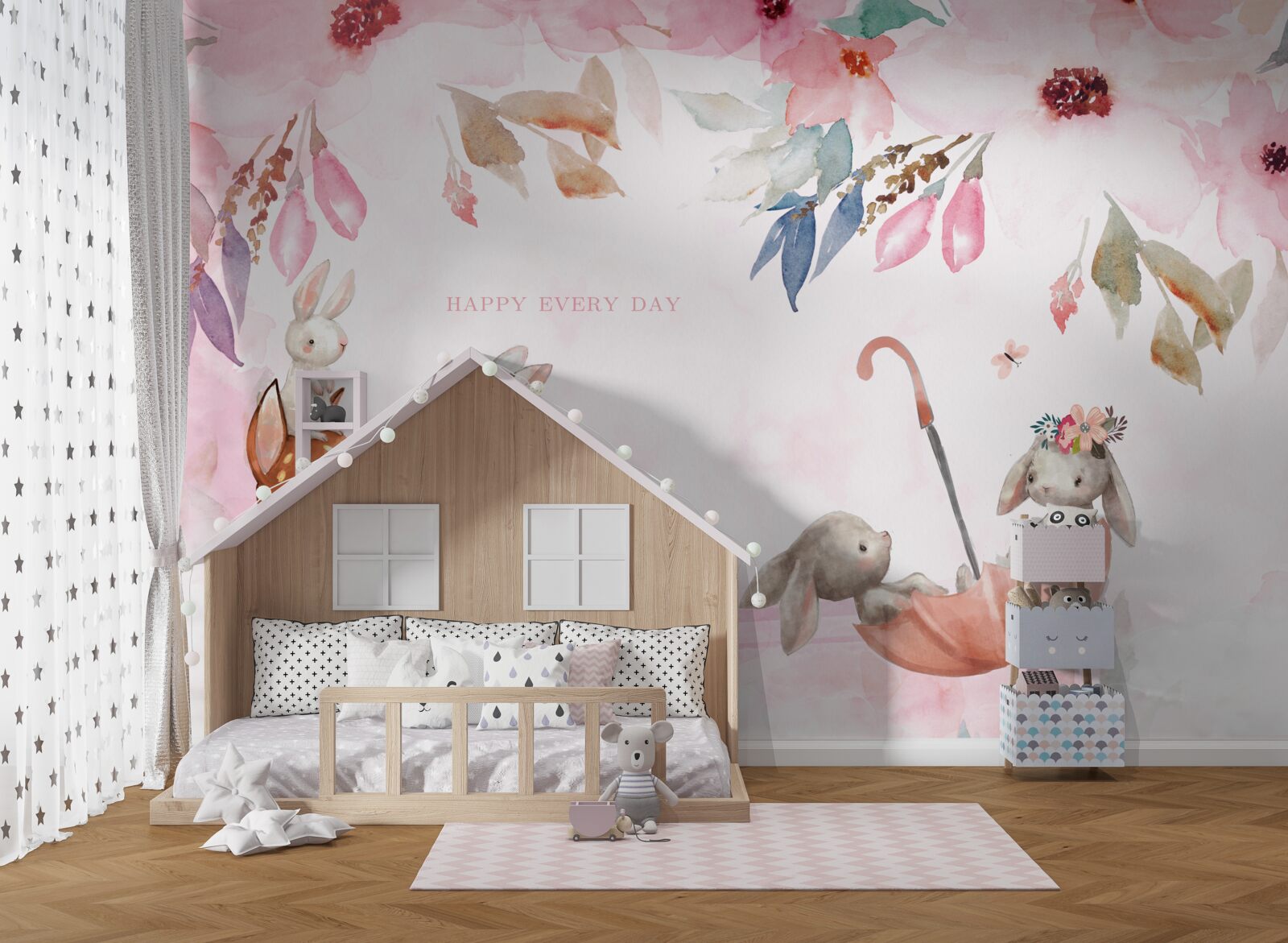 Fotobehang fauna op roze achtergrond