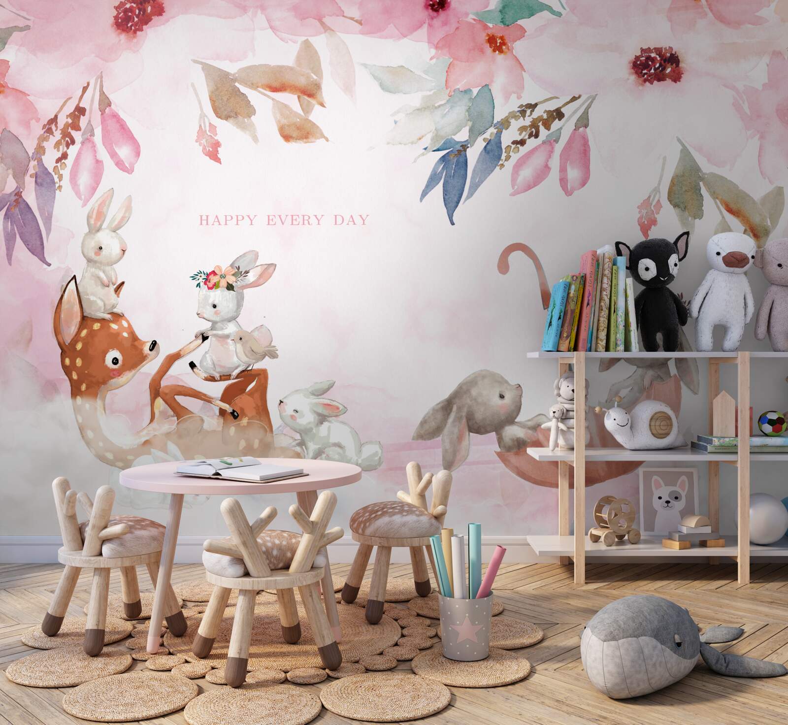 Fotobehang fauna op roze achtergrond