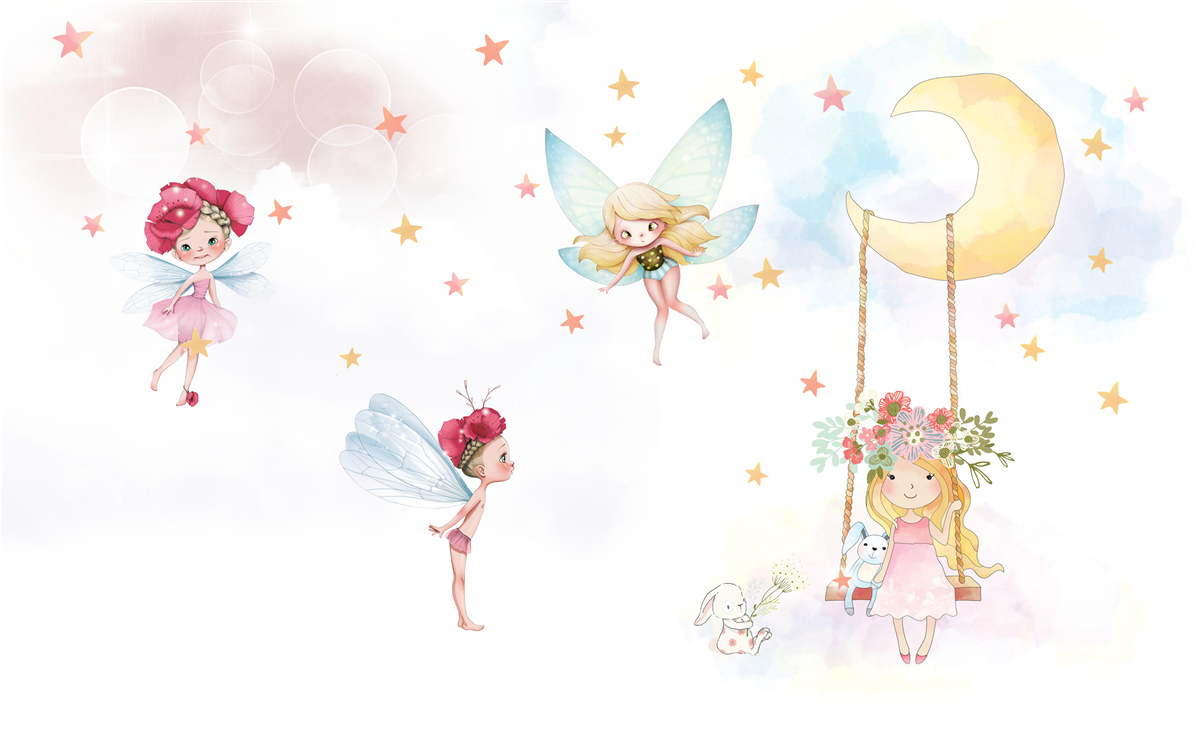 Fotobehang bloemenfeeën