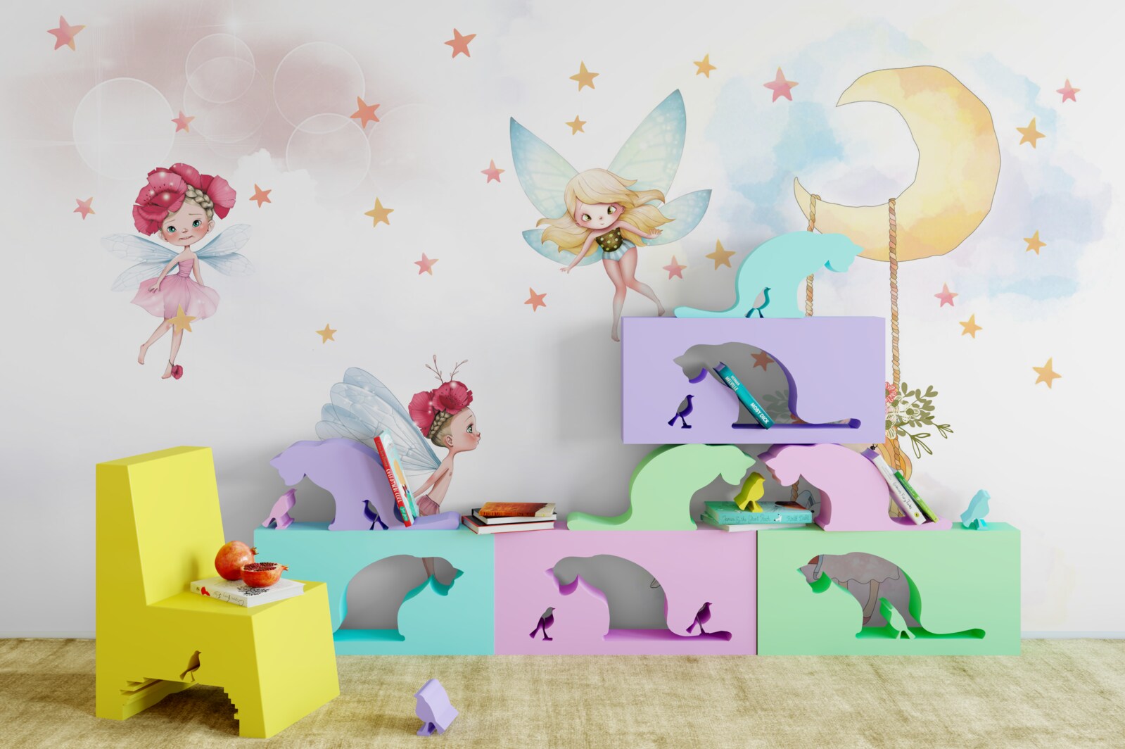 Fotobehang bloemenfeeën