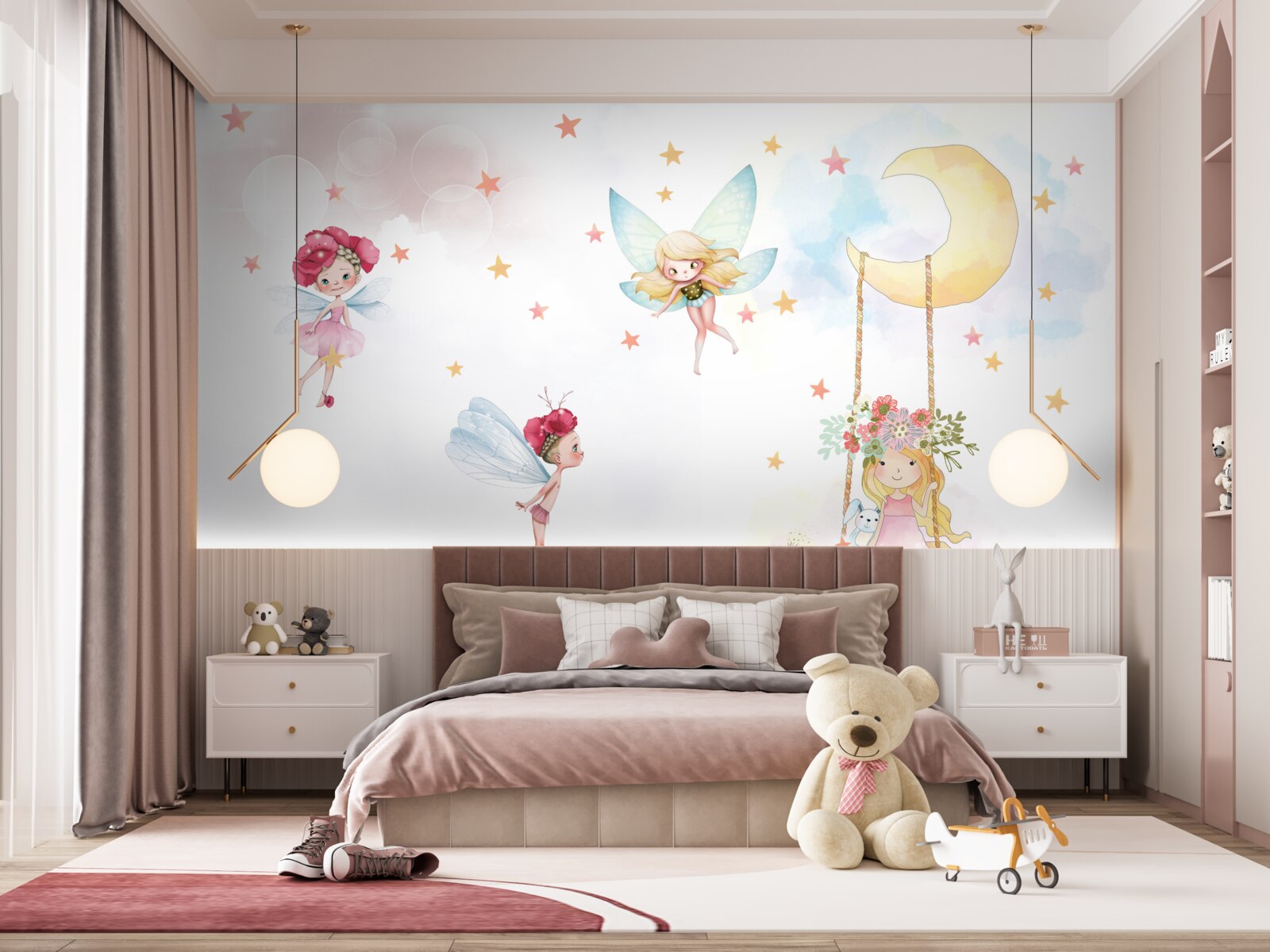 Fotobehang bloemenfeeën