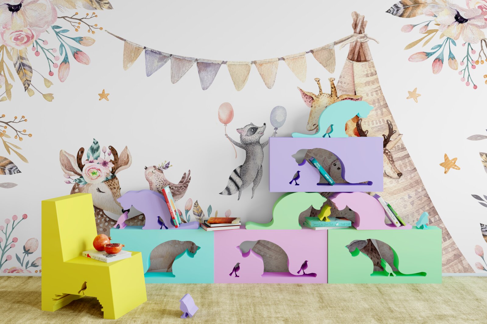 Fotobehang feesten in de wei