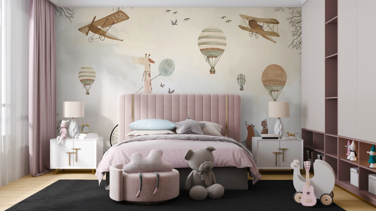 Fotobehang Giraffe fietser