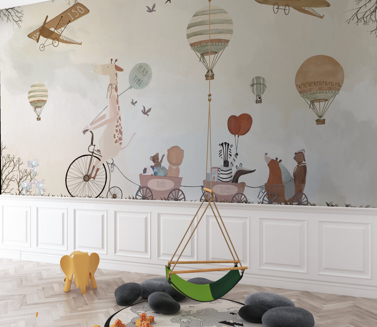 Fotobehang Giraffe fietser