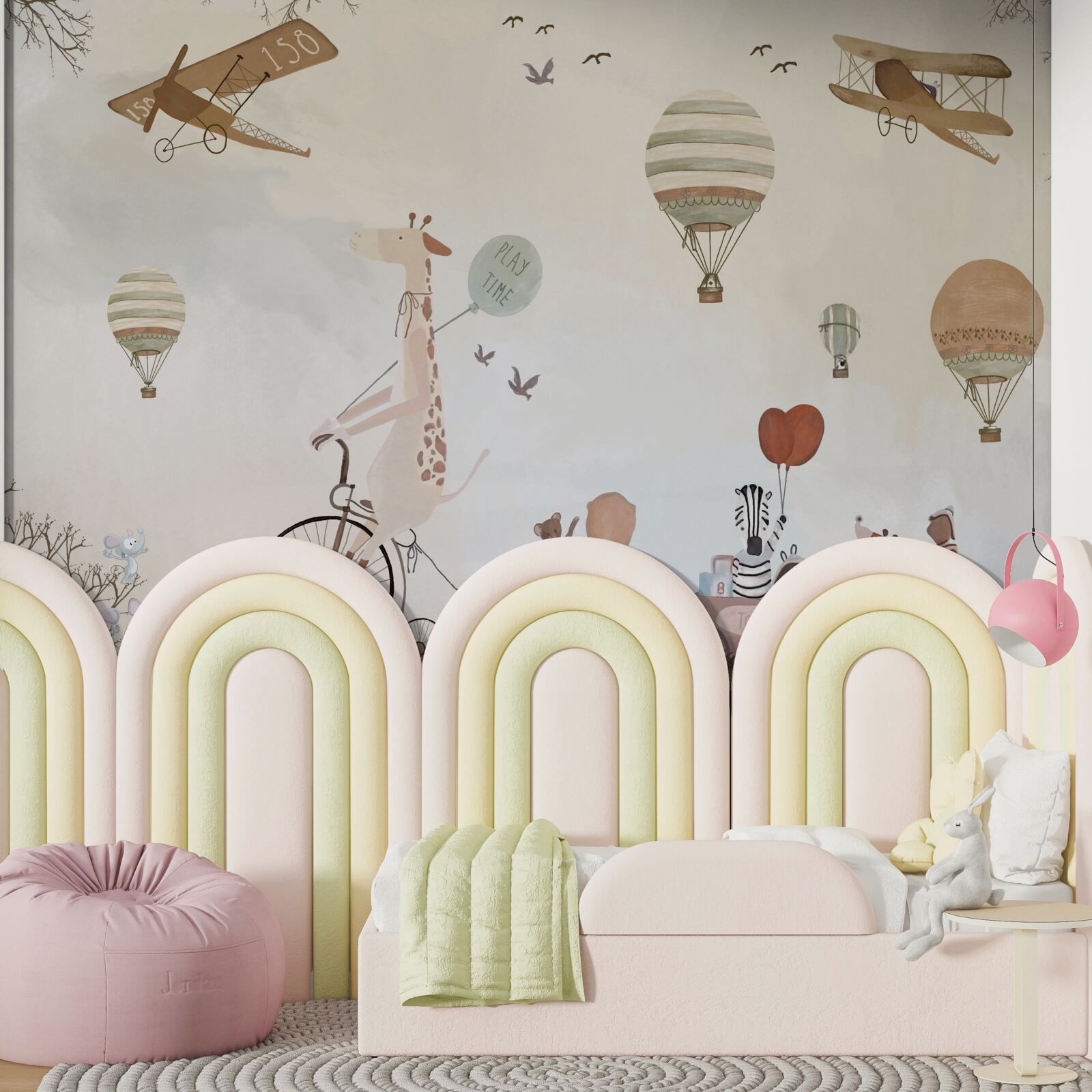 Fotobehang Giraffe fietser