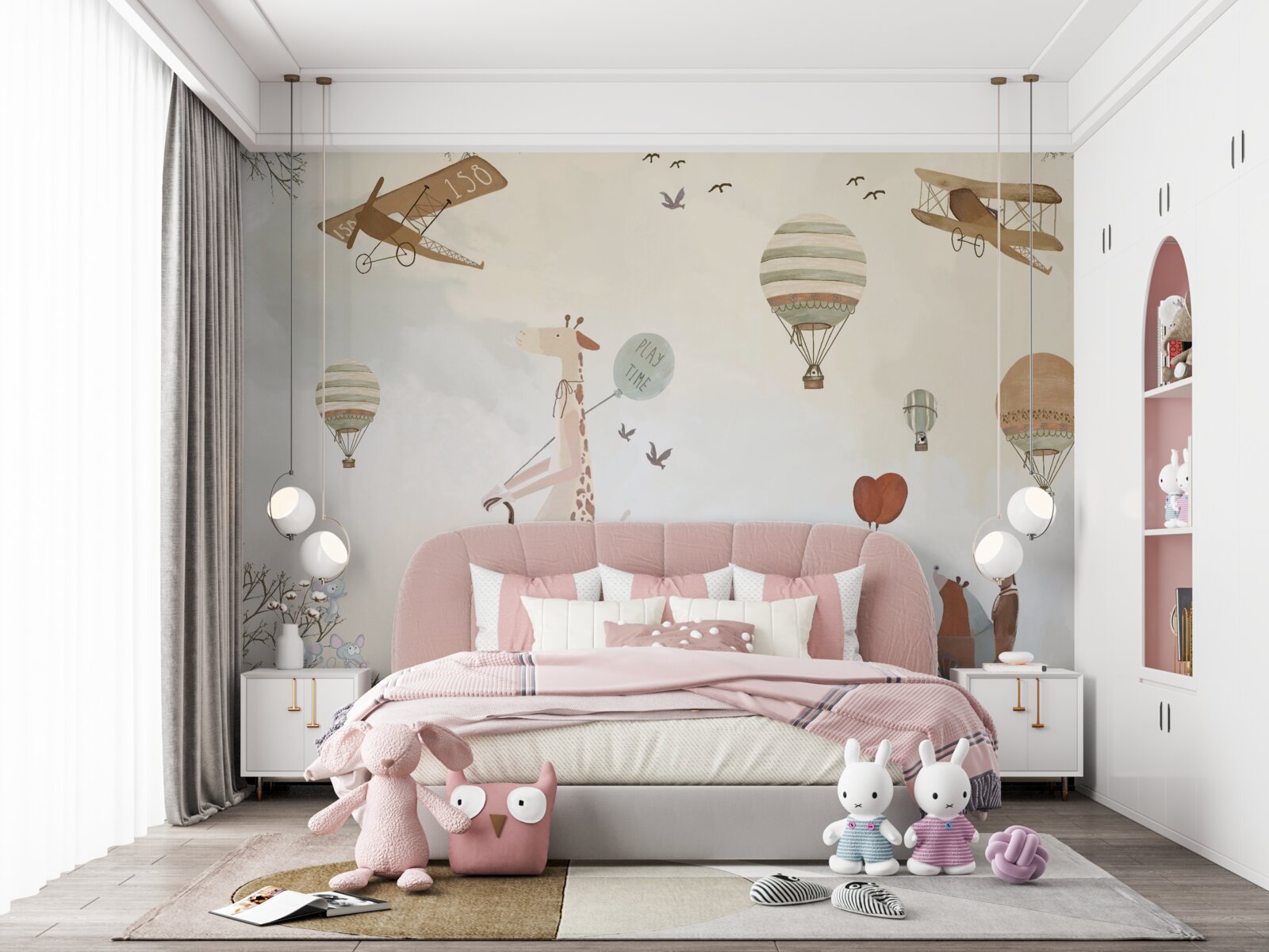 Fotobehang Giraffe fietser