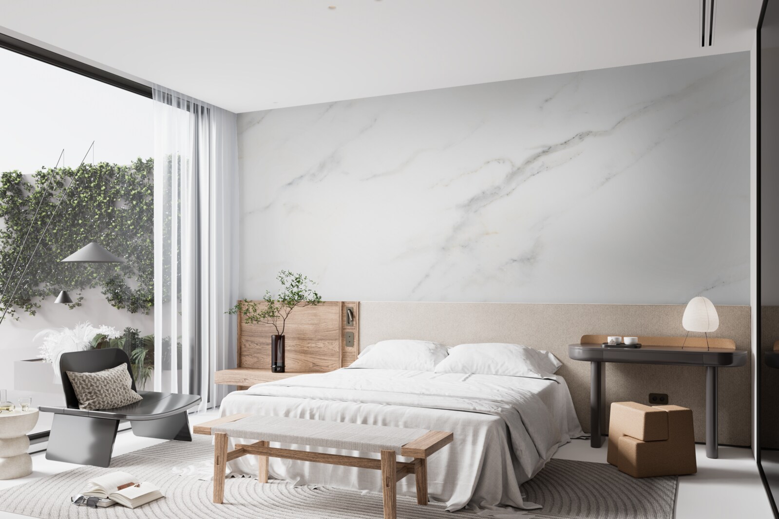 Fotobehang sneeuwwit marmer