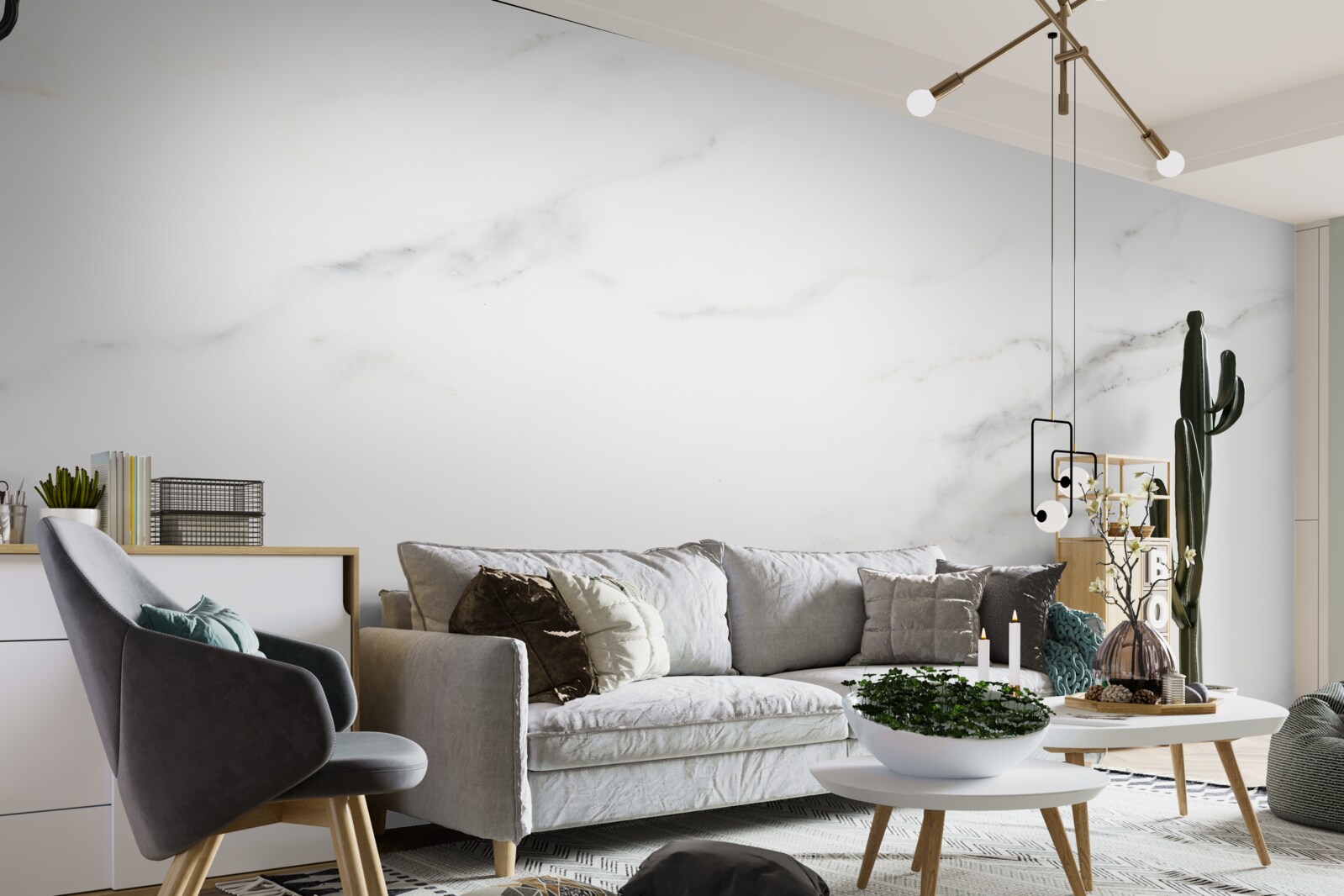 Fotobehang sneeuwwit marmer