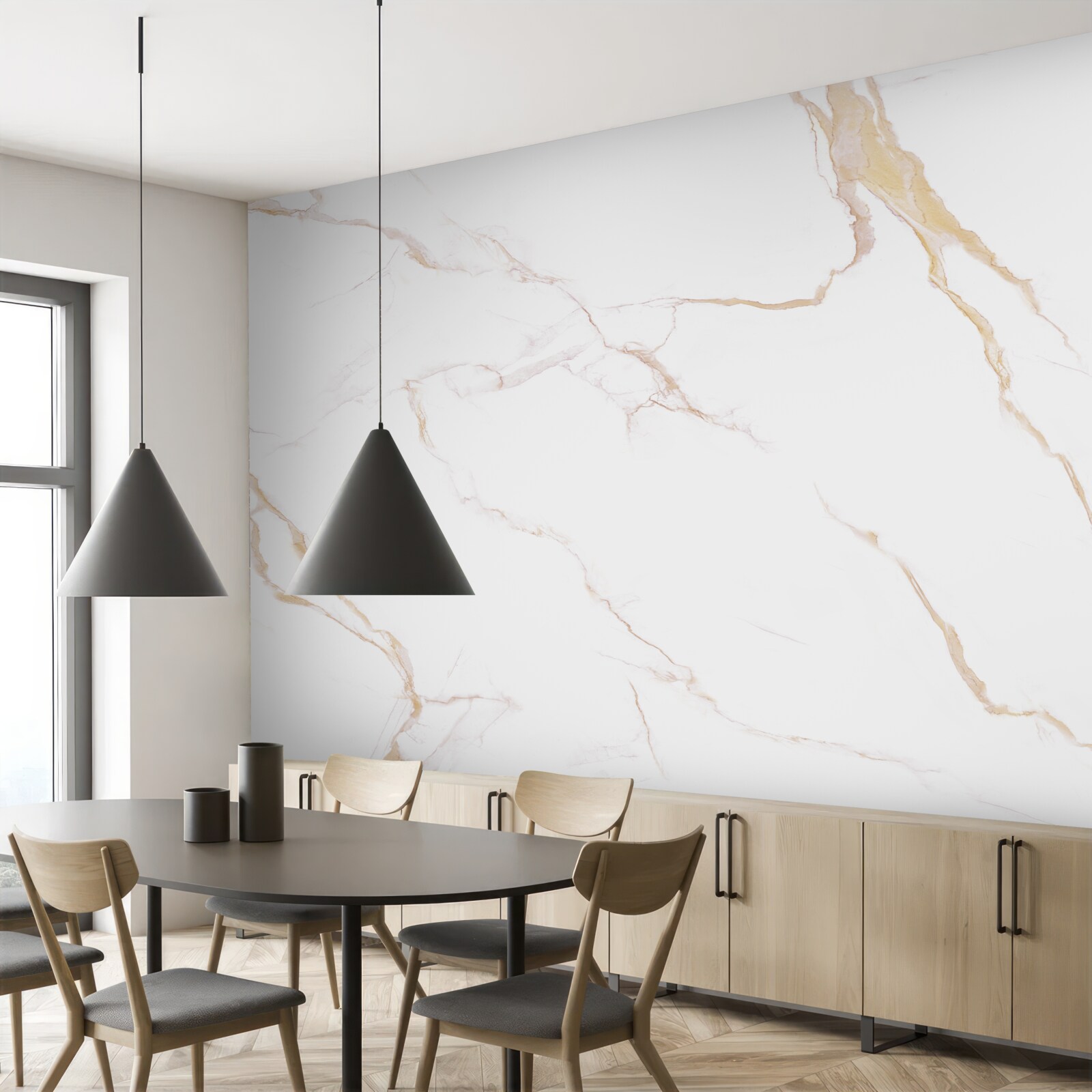 Fotobehang met marmer in witte en beige tinten