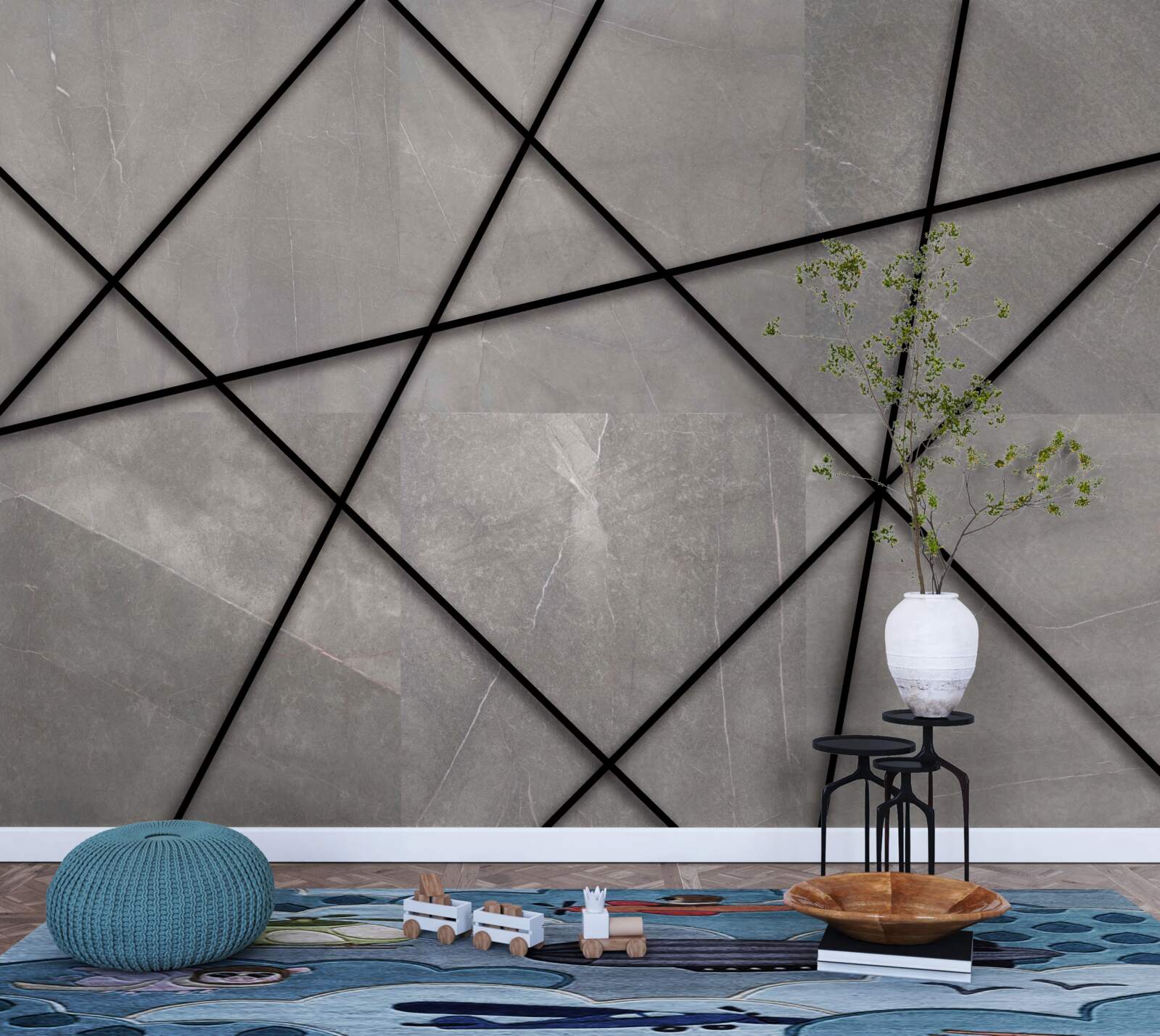 Fotobehang strepen in gemarmerd patroon