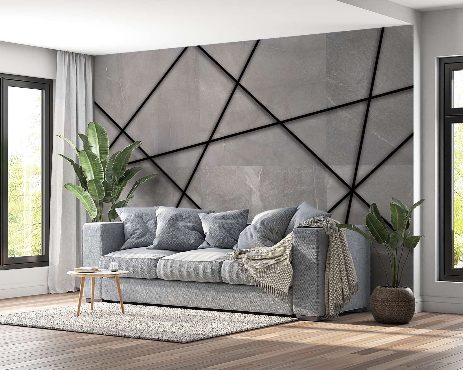 Fotobehang strepen in gemarmerd patroon