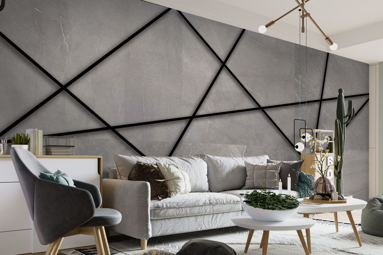 Fotobehang strepen in gemarmerd patroon