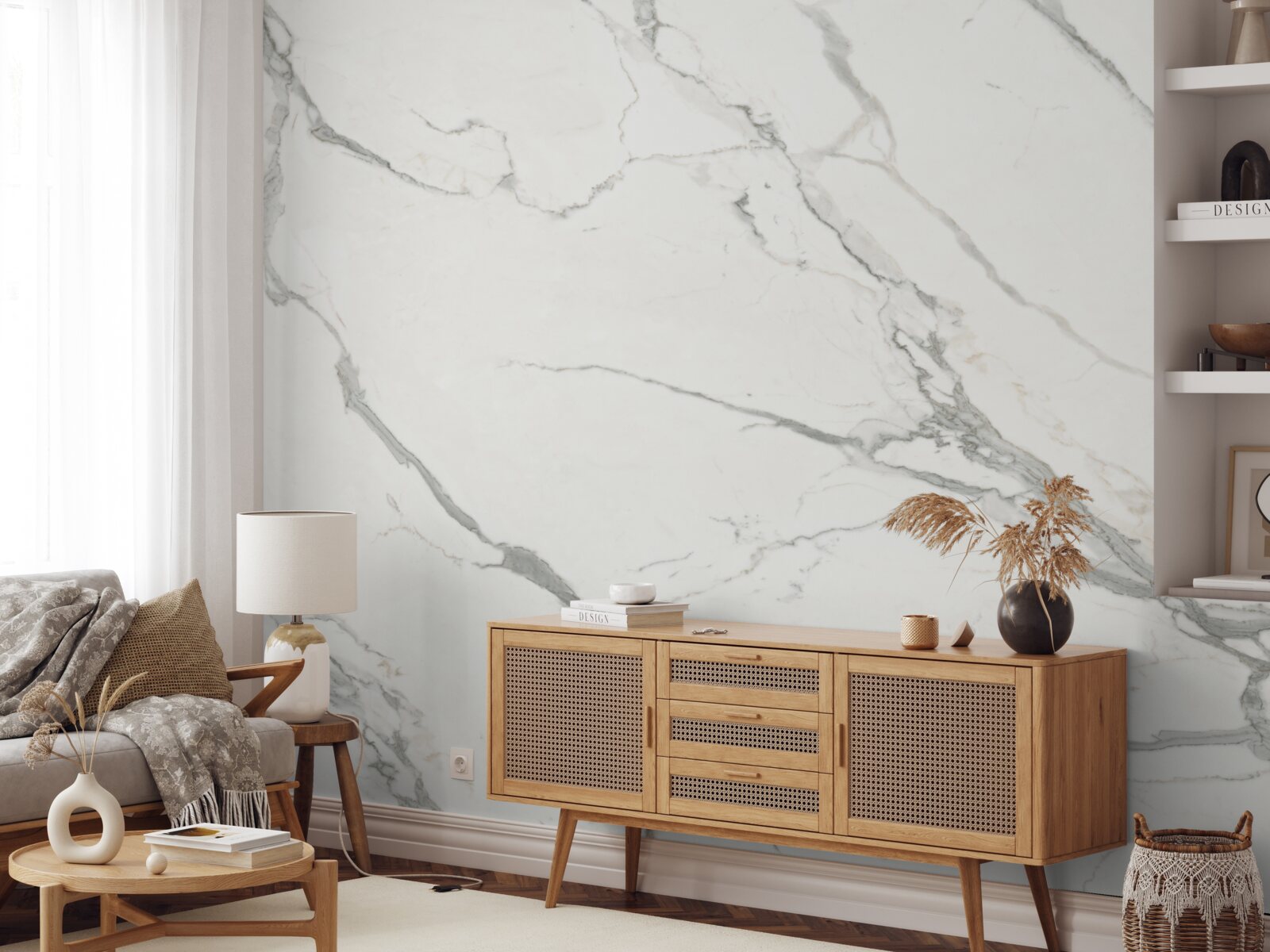 Fotobehang sneeuwwit marmer