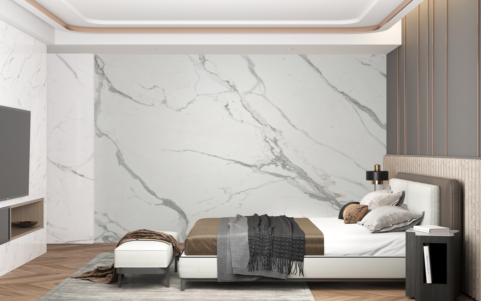 Fotobehang sneeuwwit marmer