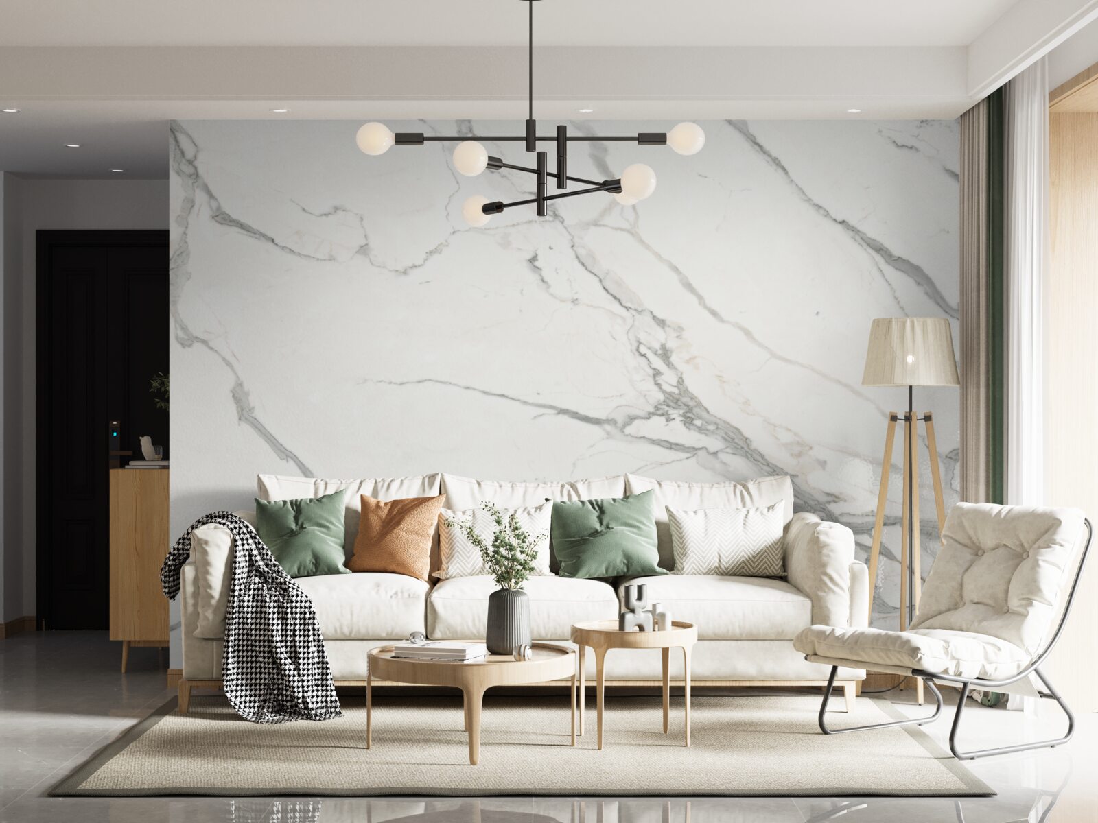 Fotobehang sneeuwwit marmer