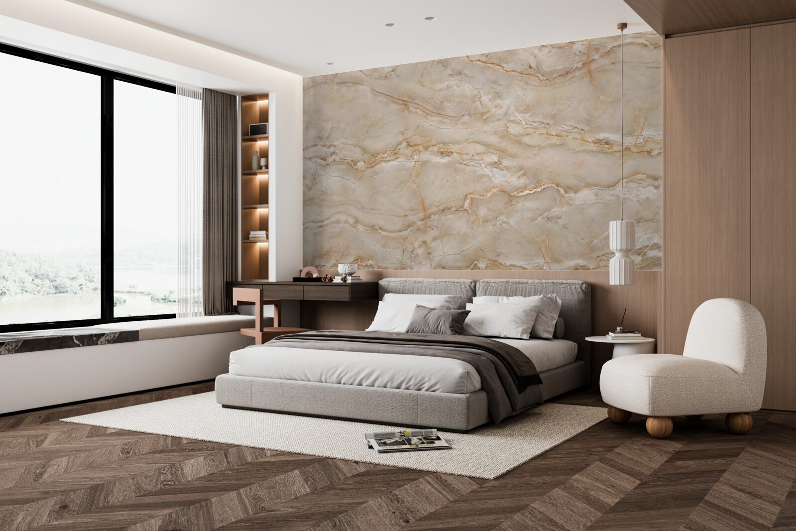 Fotobehang roze marmer