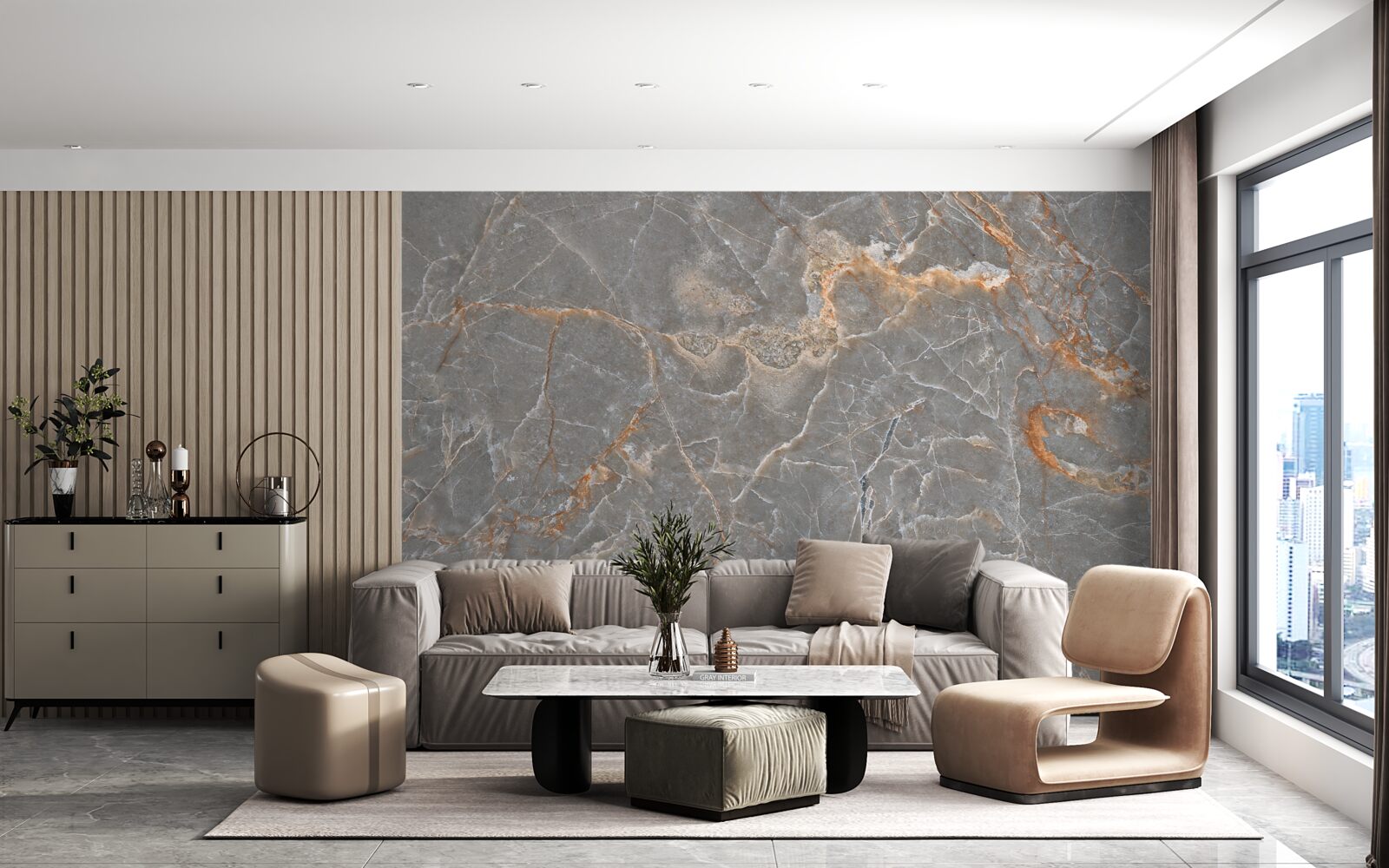 Fotobehang goud- en zilvermarmer