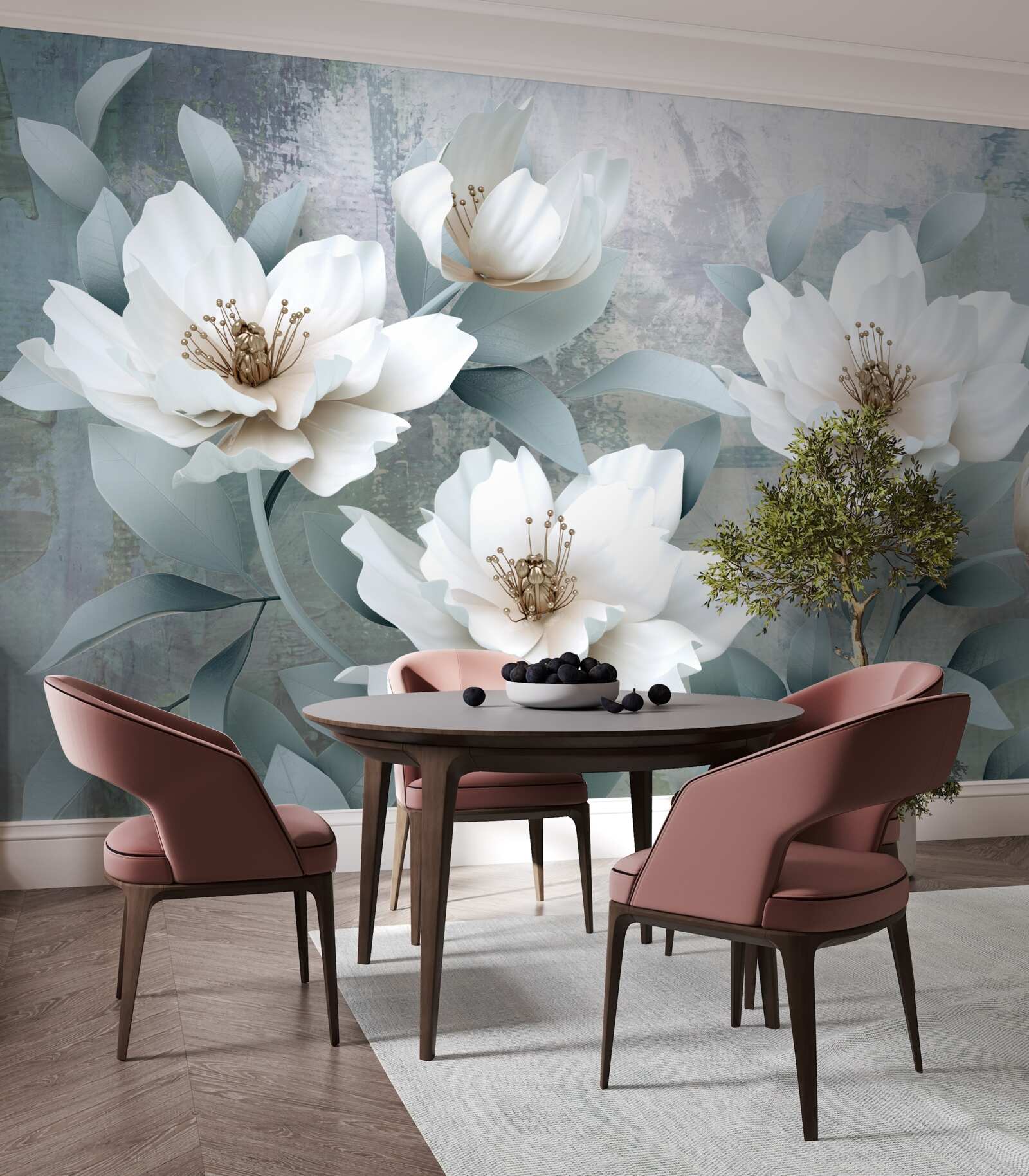 Fotobehang Sneeuwwitte pioenen