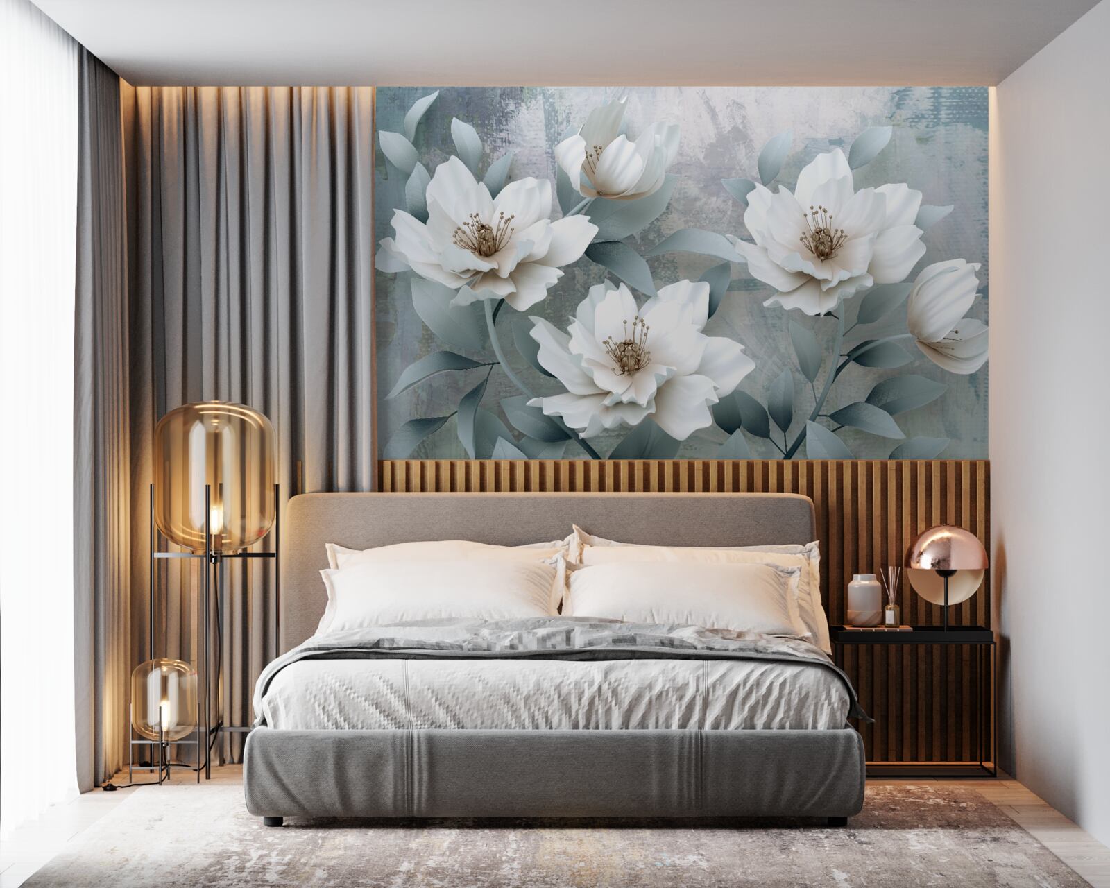 Fotobehang Sneeuwwitte pioenen