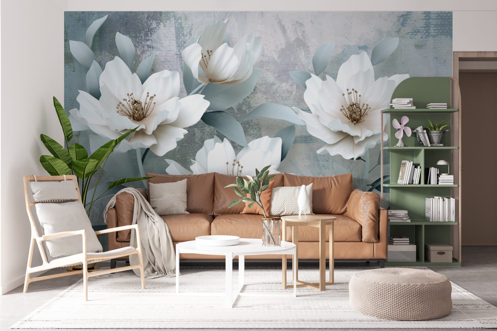 Fotobehang Sneeuwwitte pioenen