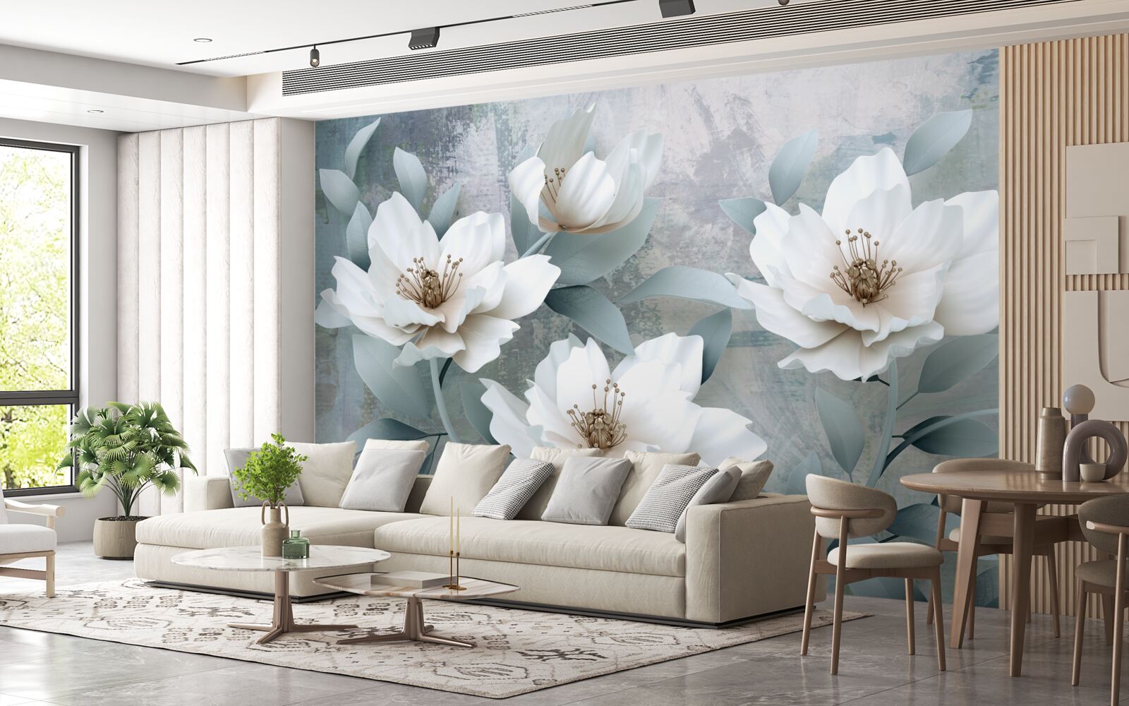 Fotobehang Sneeuwwitte pioenen