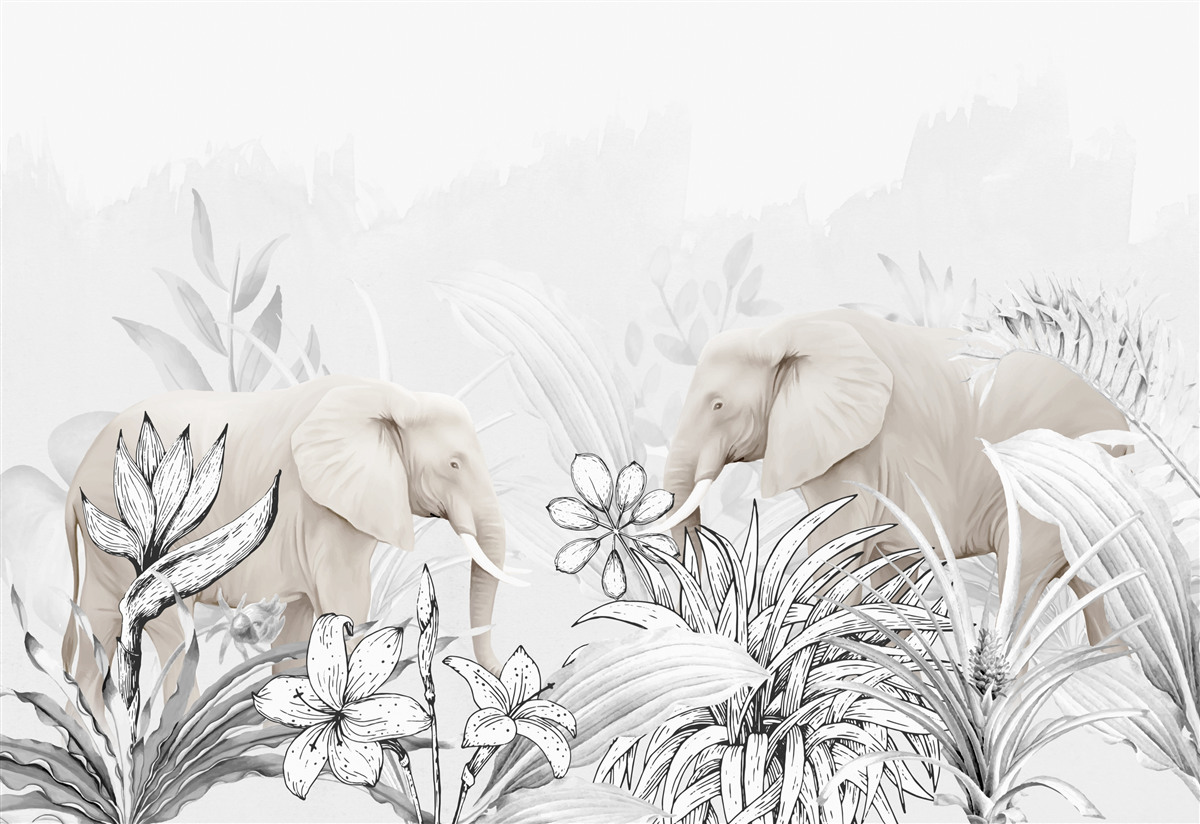 Fotobehang felgekleurde olifanten