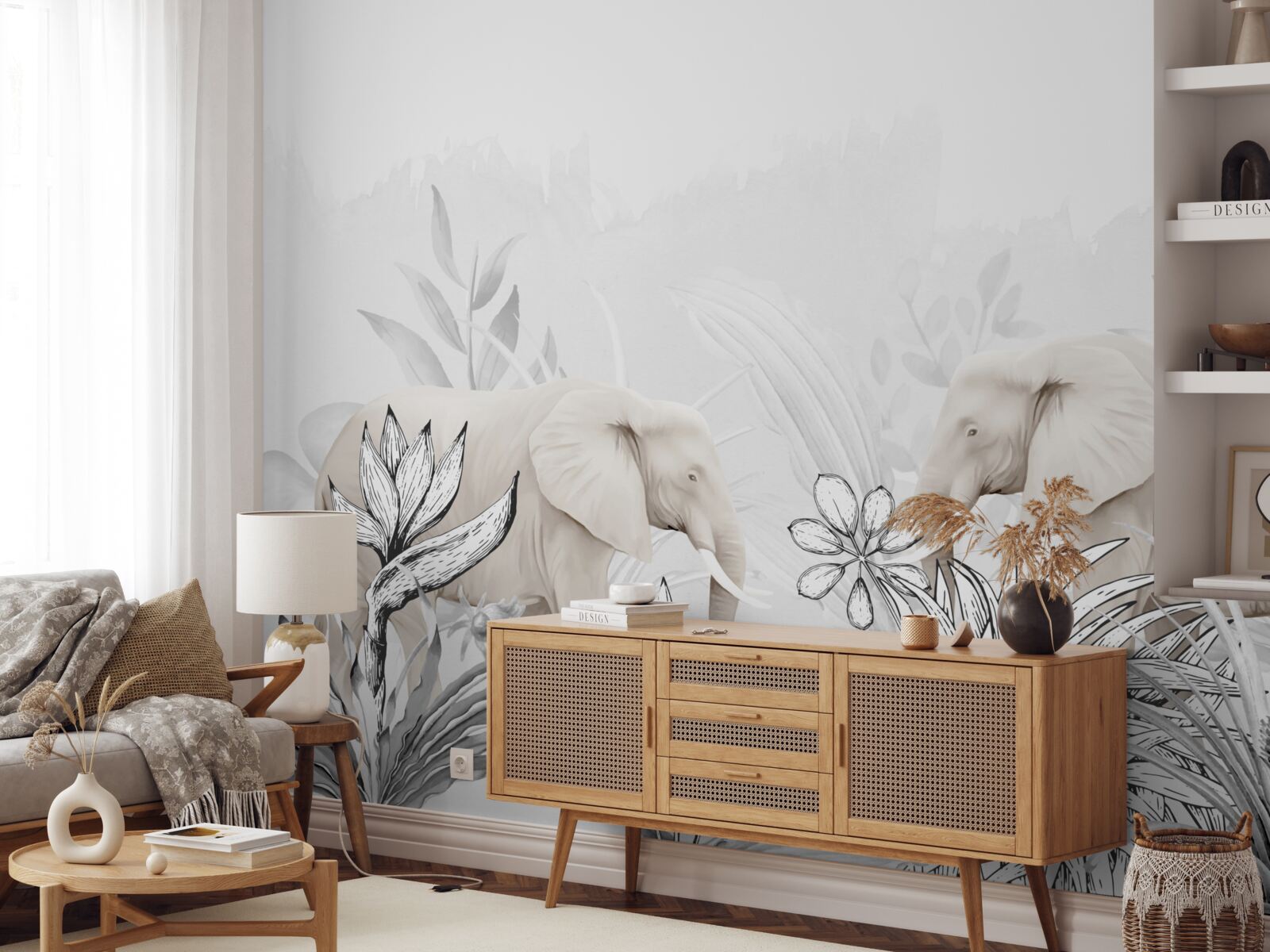 Fotobehang felgekleurde olifanten