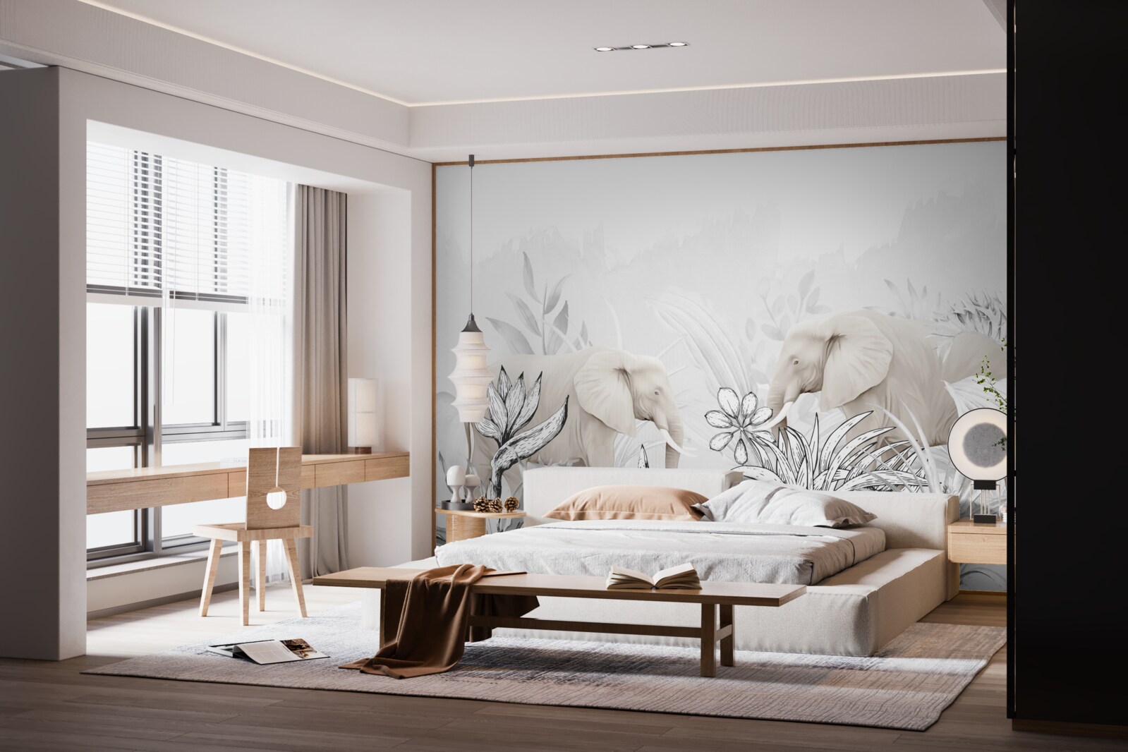 Fotobehang felgekleurde olifanten