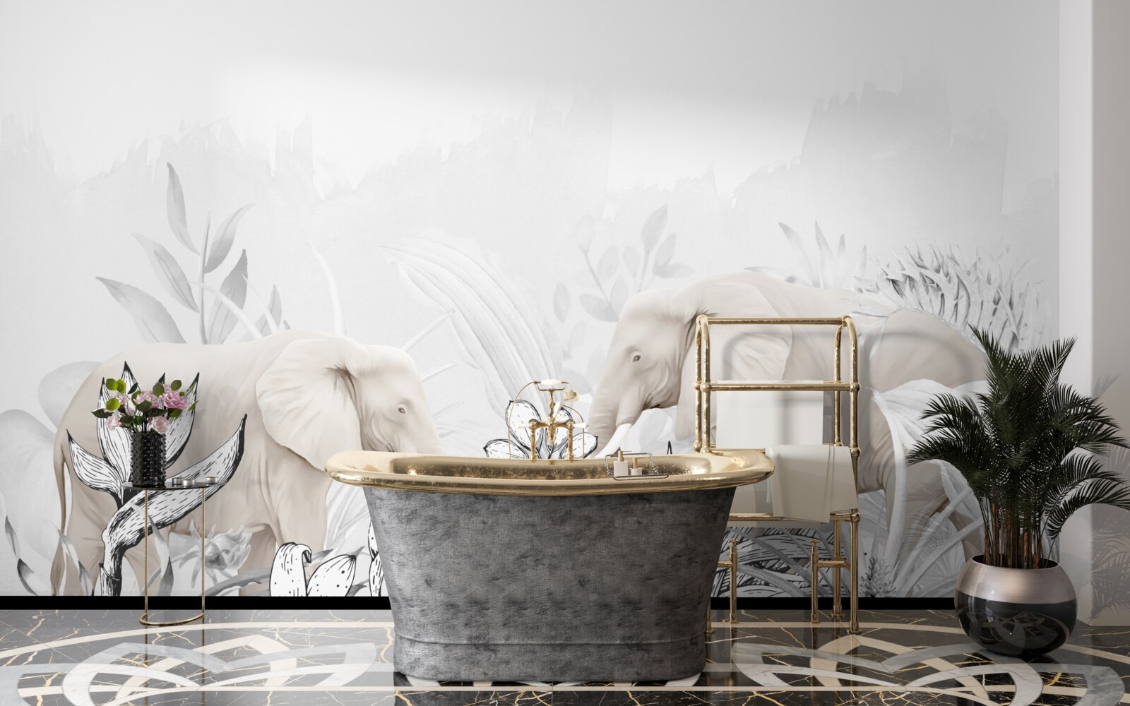 Fotobehang felgekleurde olifanten