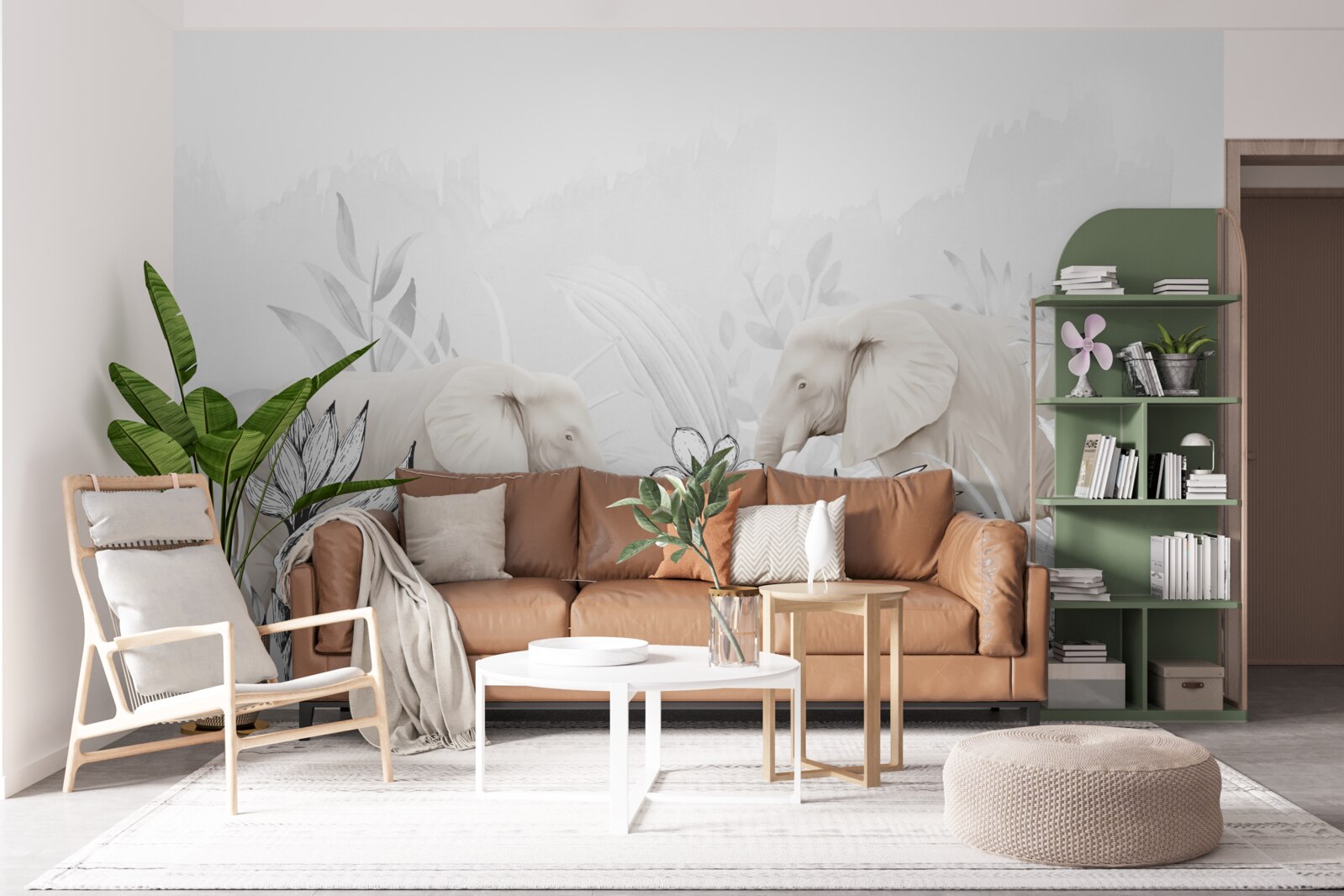 Fotobehang felgekleurde olifanten