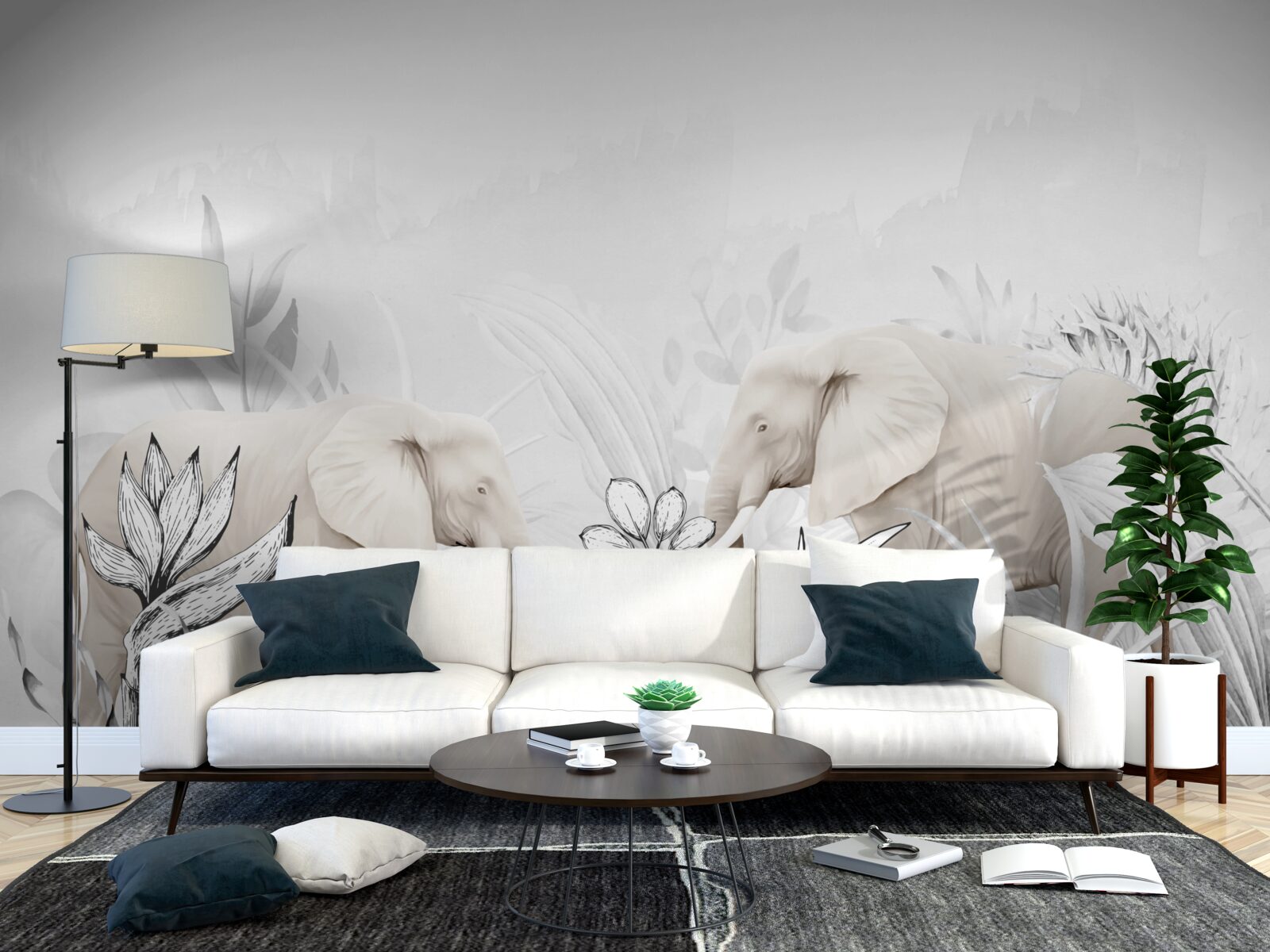 Fotobehang felgekleurde olifanten