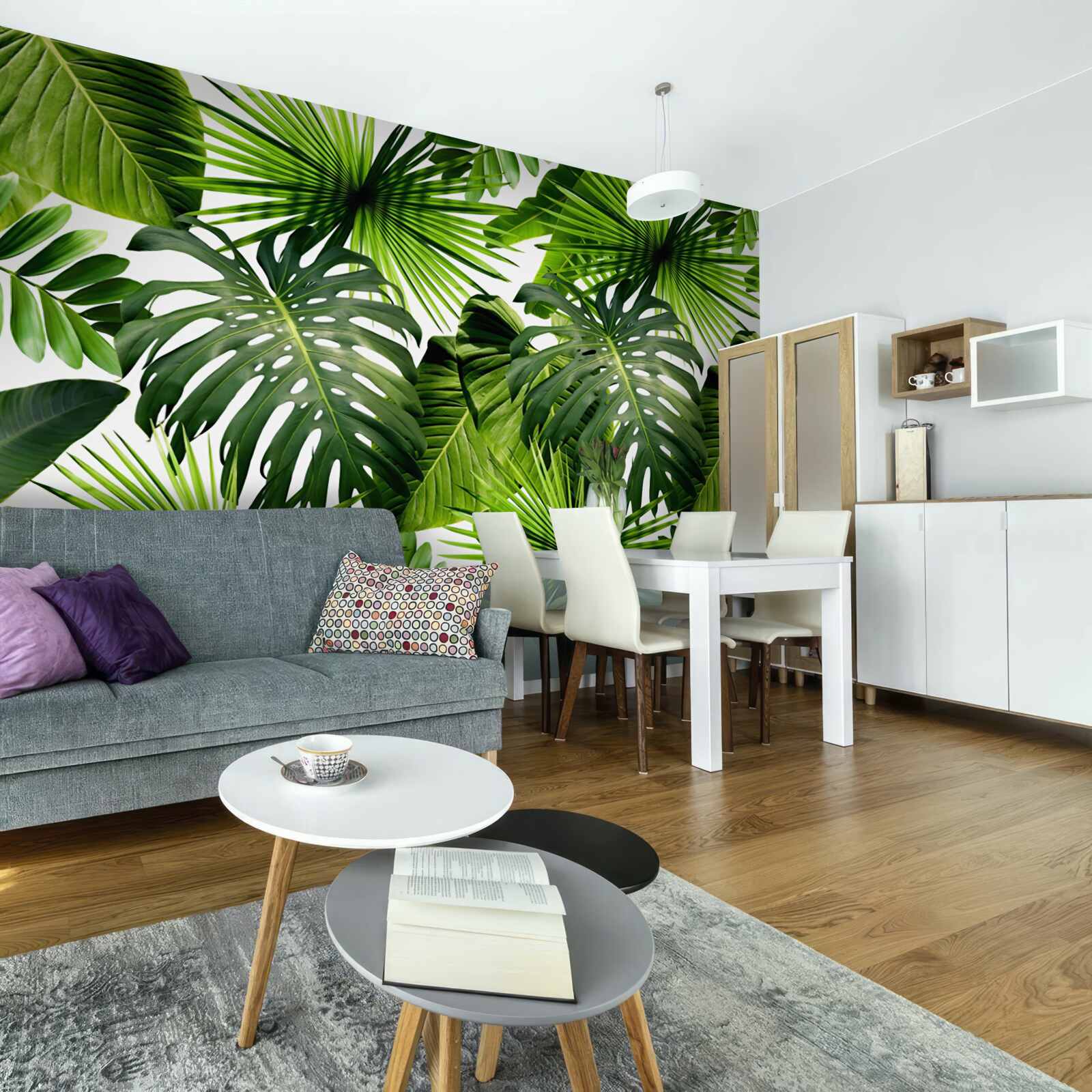 Fotobehang Muur, groen blad