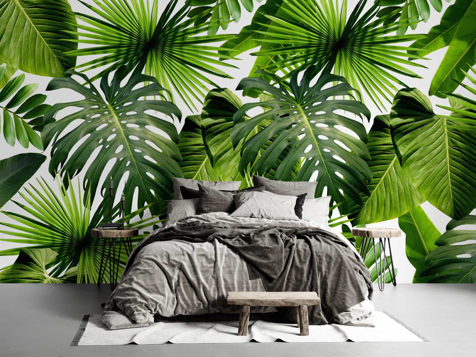 Fotobehang Muur, groen blad