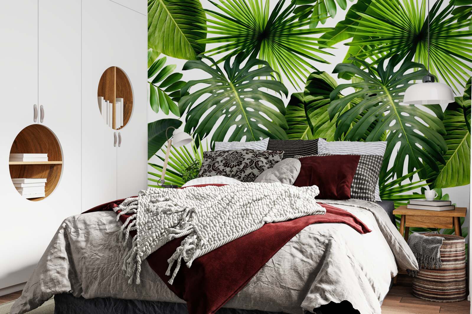 Fotobehang Muur, groen blad