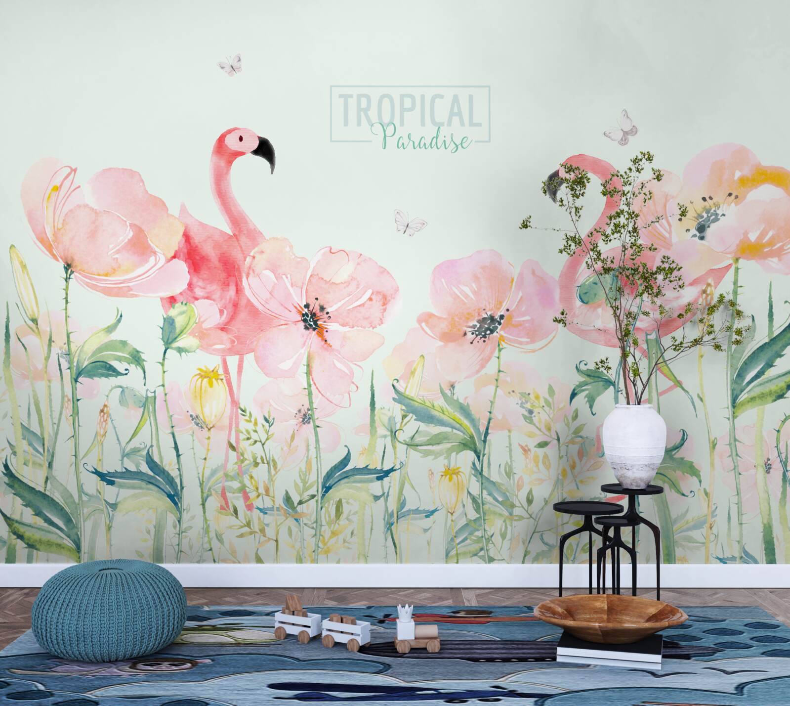 Fotobehang De flamingo is een vogelsoort die kan zwemmen