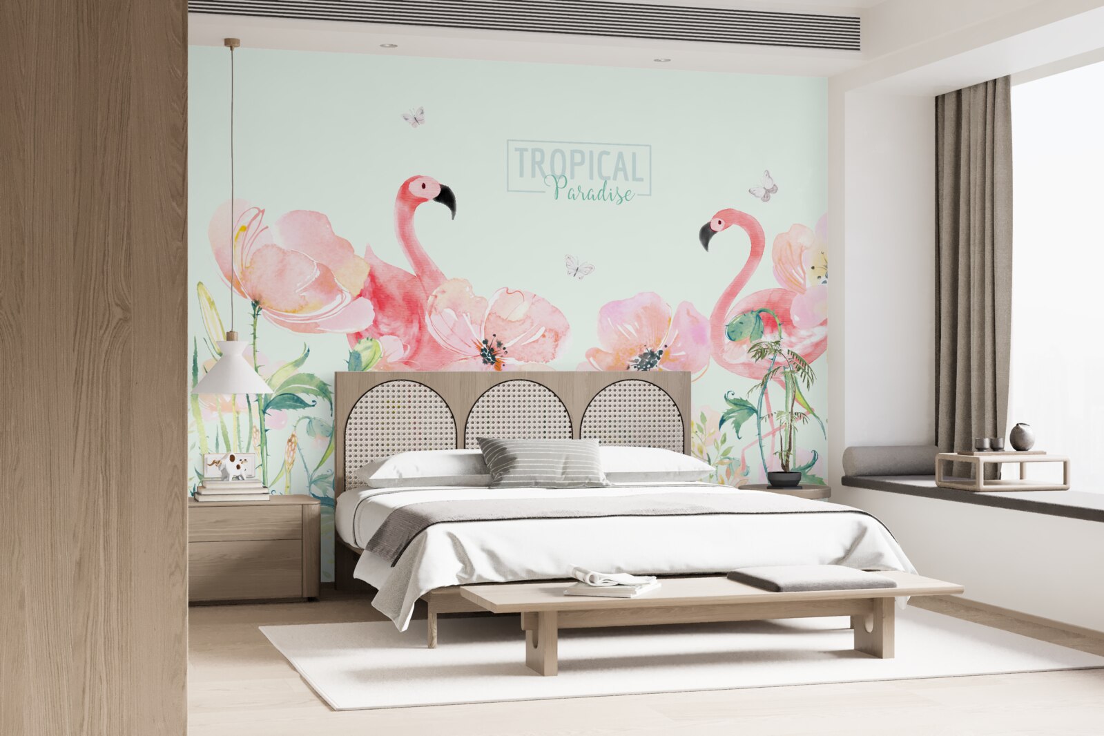 Fotobehang De flamingo is een vogelsoort die kan zwemmen