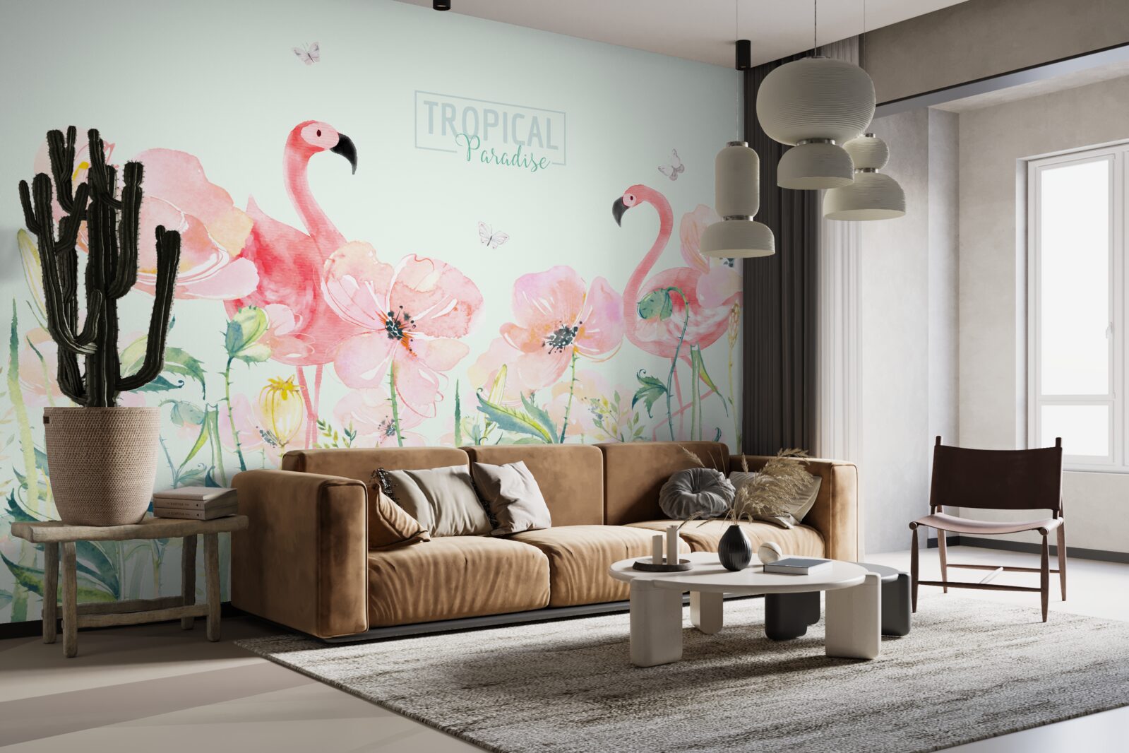 Fotobehang De flamingo is een vogelsoort die kan zwemmen