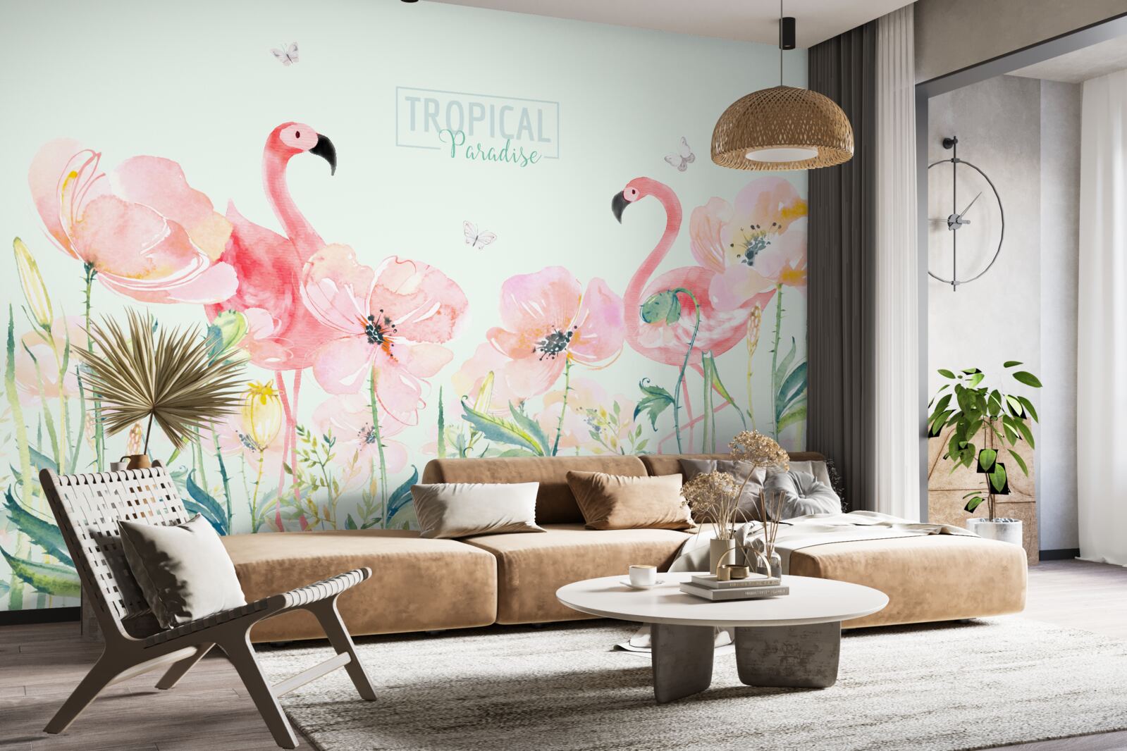 Fotobehang De flamingo is een vogelsoort die kan zwemmen