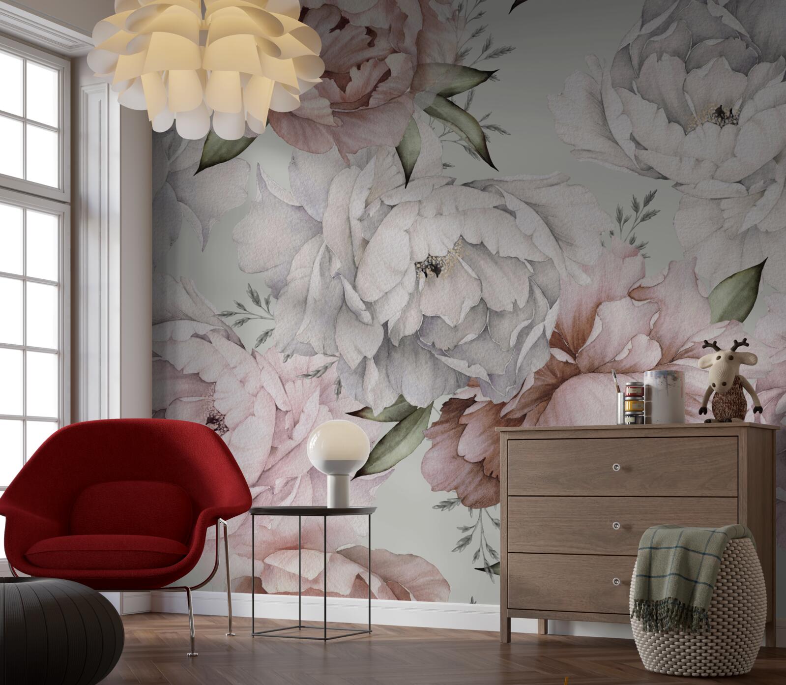 Fotobehang heldere pioenen