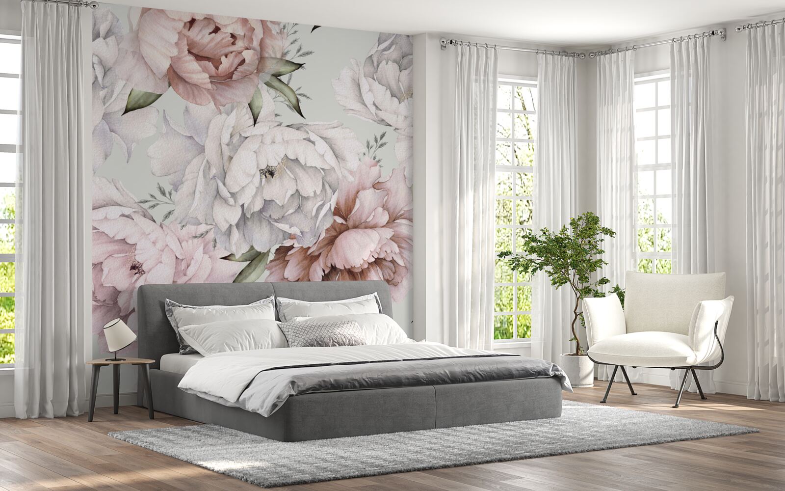 Fotobehang heldere pioenen