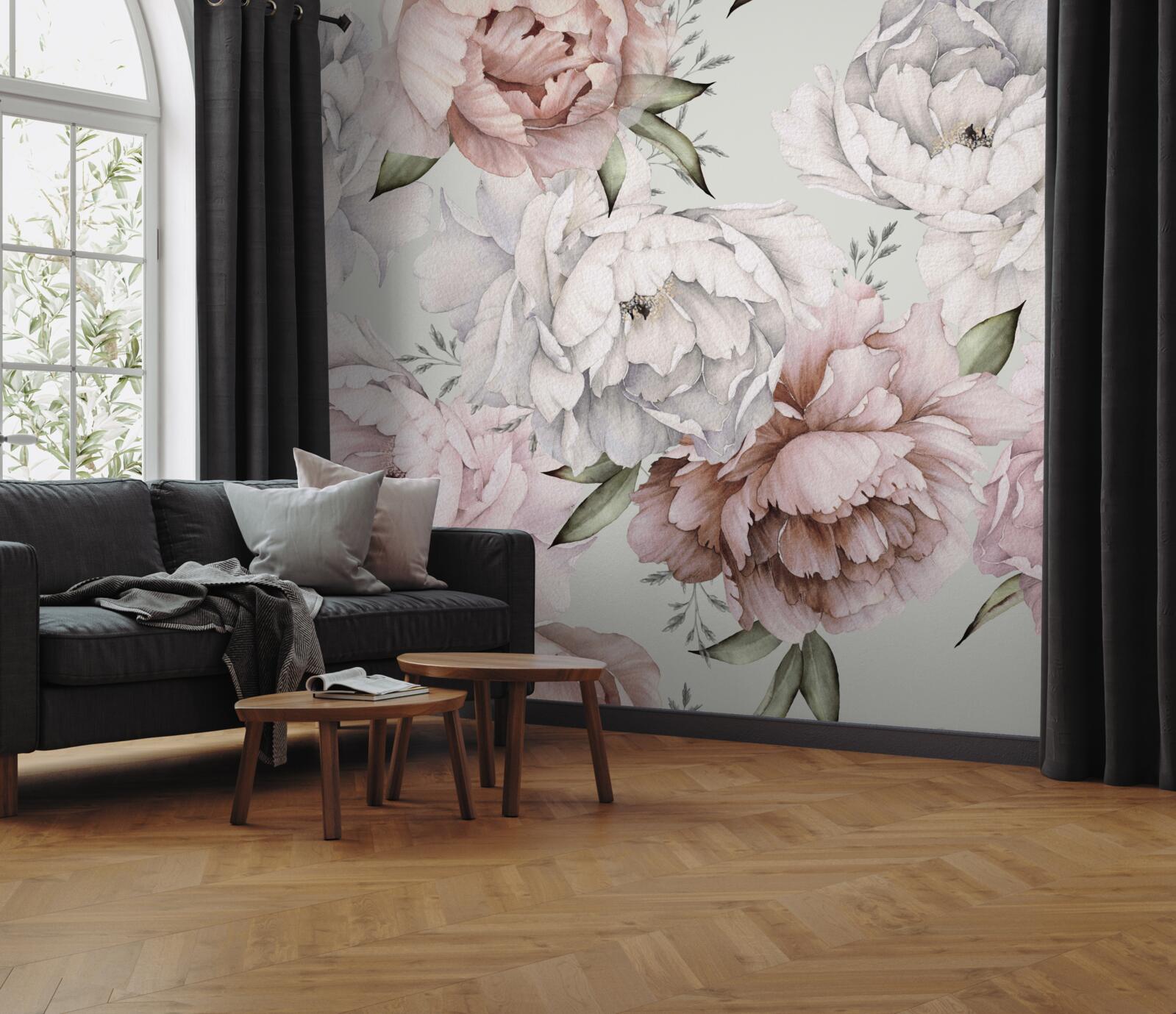 Fotobehang heldere pioenen