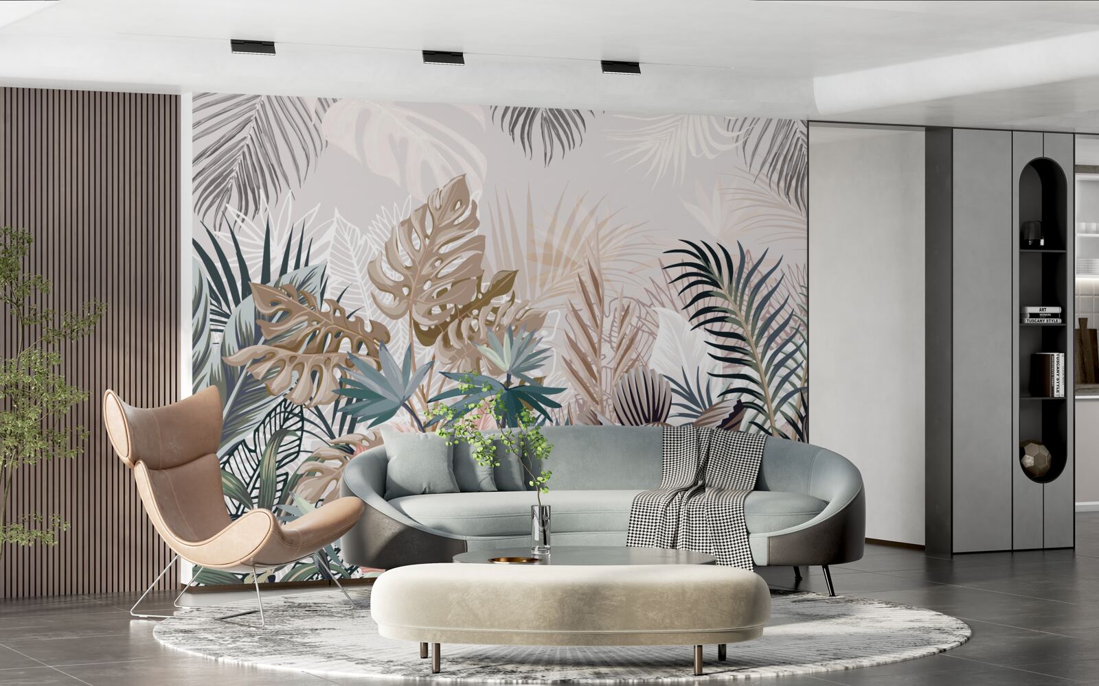 Fotobehang interieurontwerp, hal en woonkamer