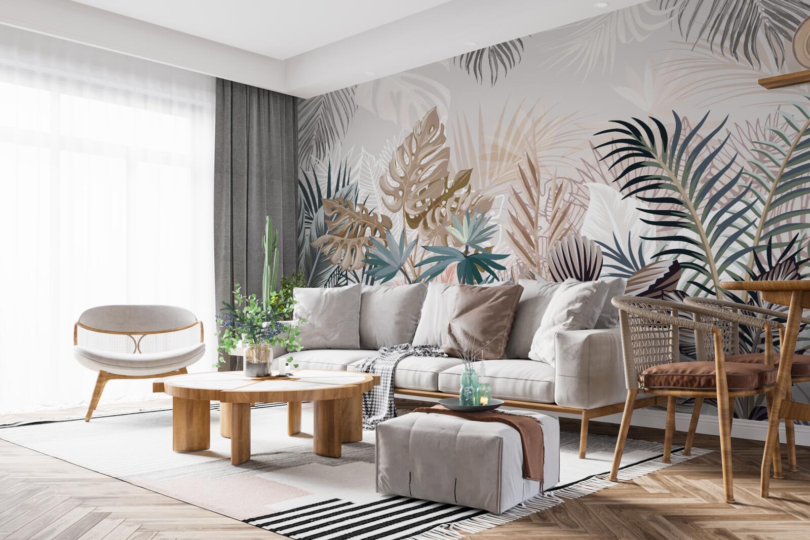 Fotobehang interieurontwerp, hal en woonkamer