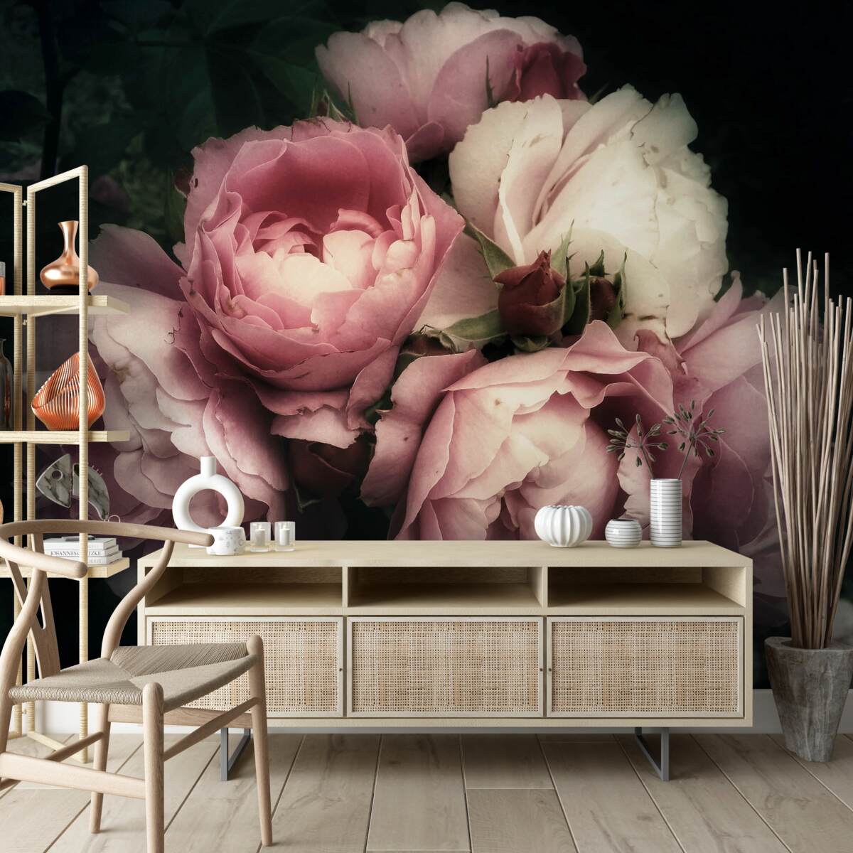 Fotobehang bloemblaadje, bloem en roze schaduw