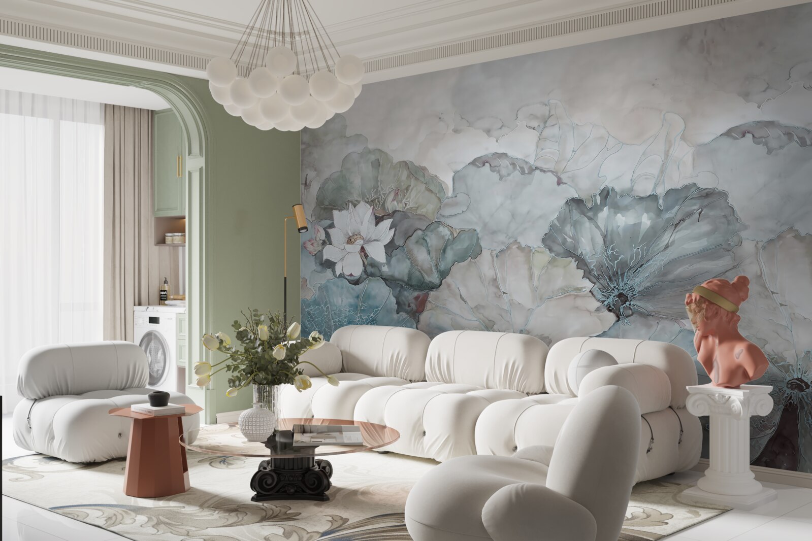 Fotobehang knop, vegetatie en pellets