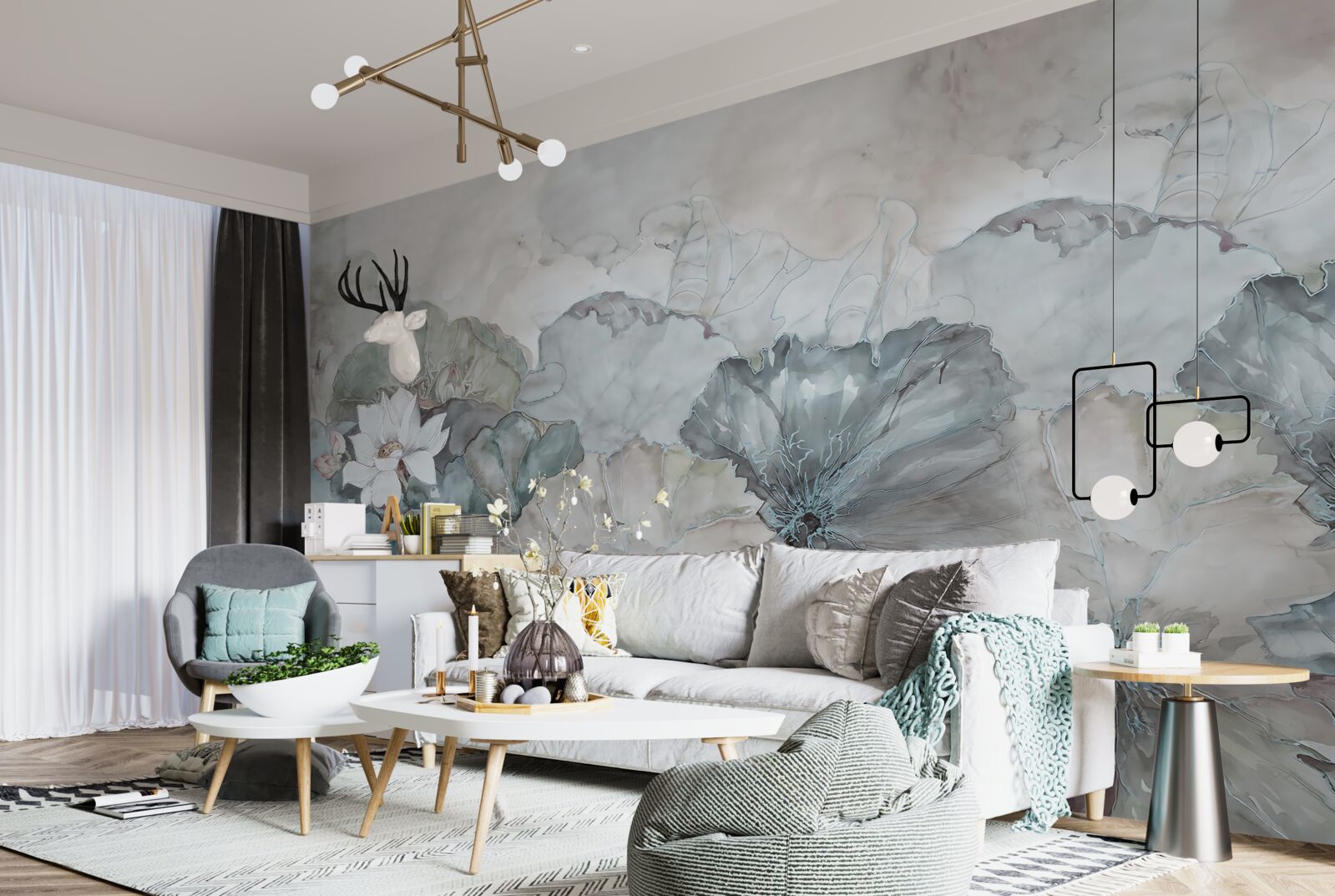 Fotobehang knop, vegetatie en pellets