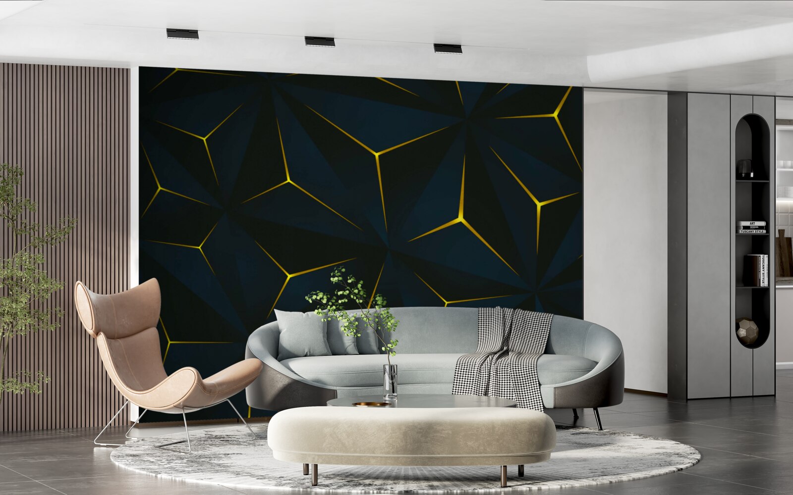 Fotobehang gouden inzetstukken waarvan de integriteit is aangetast