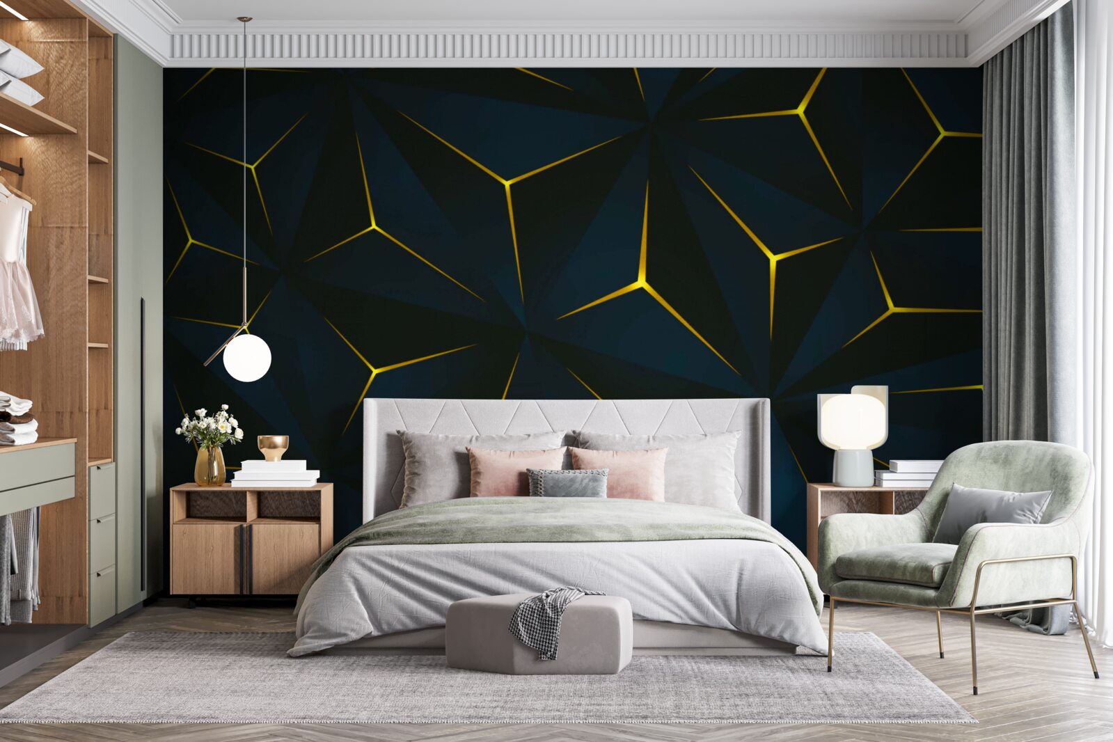 Fotobehang gouden inzetstukken waarvan de integriteit is aangetast