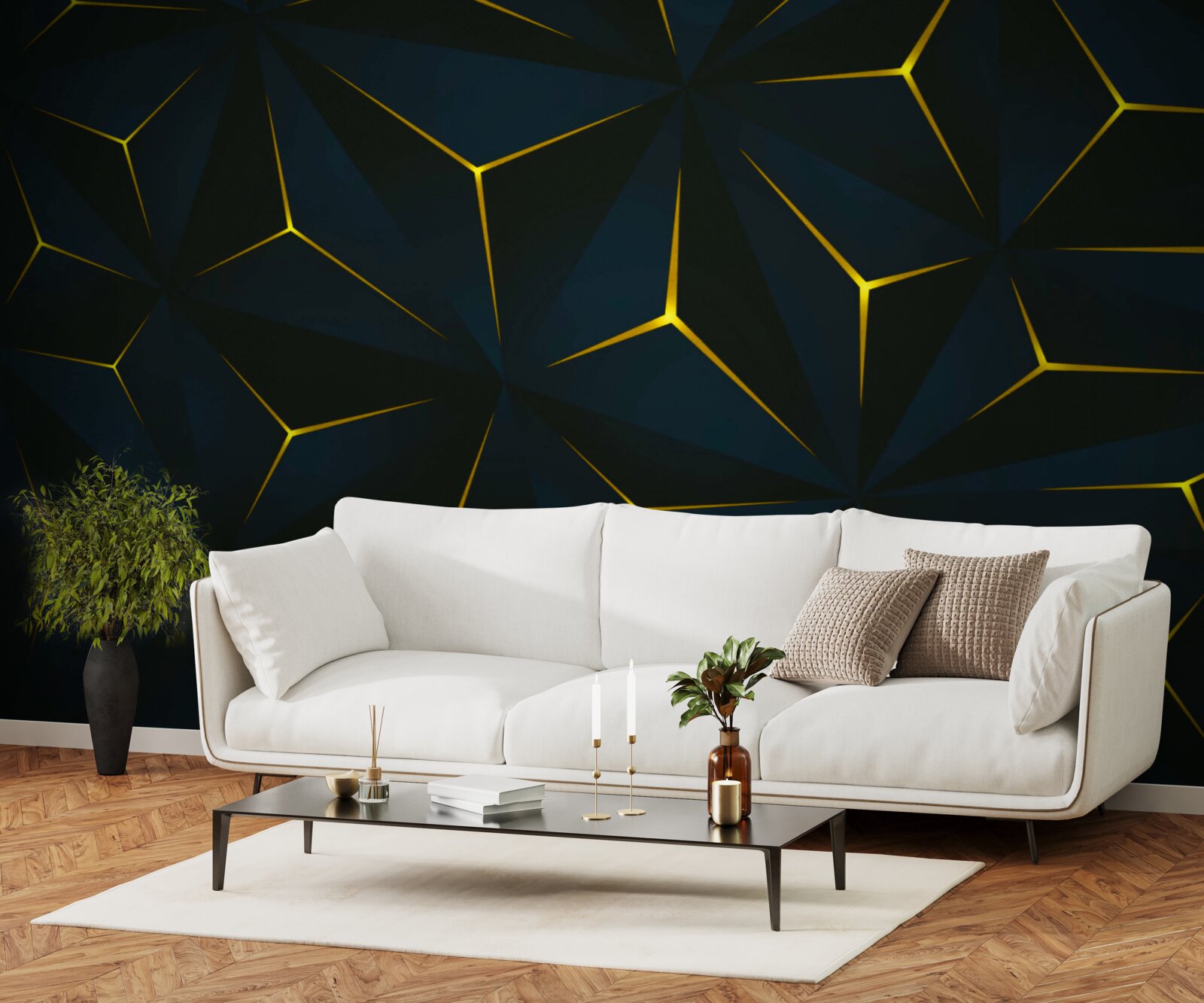 Fotobehang gouden inzetstukken waarvan de integriteit is aangetast