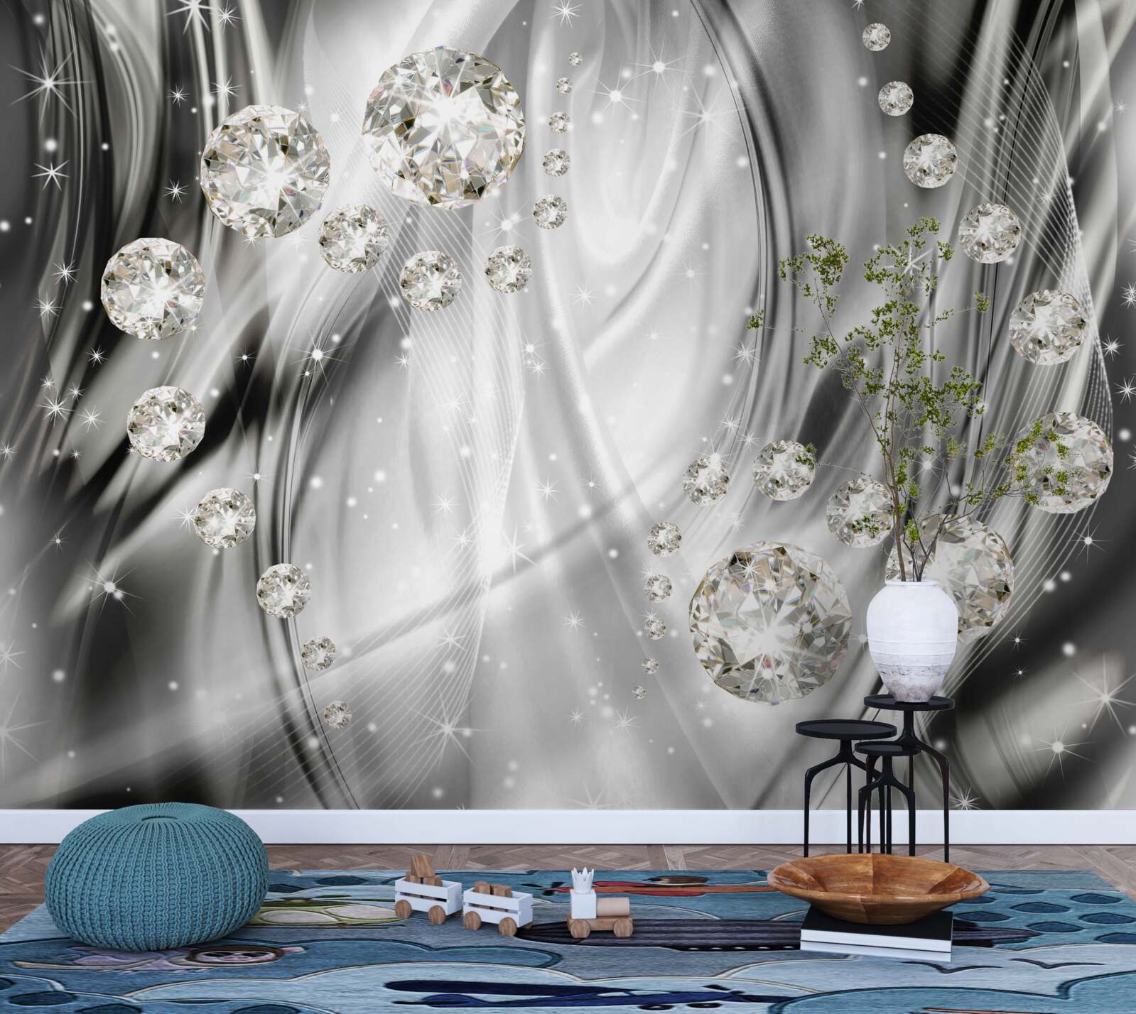 Fotobehang zilveren glans